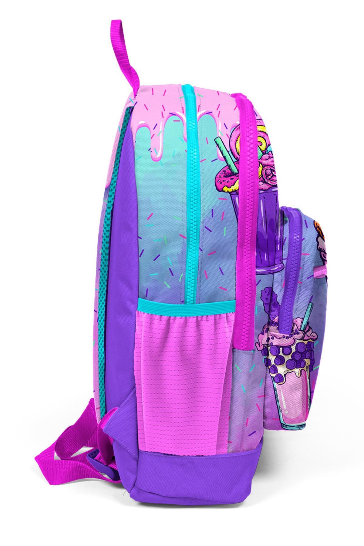 Coral High Kids Pembe Mor Milkshake Dondurma Desenli Okul Sırt Çantası 