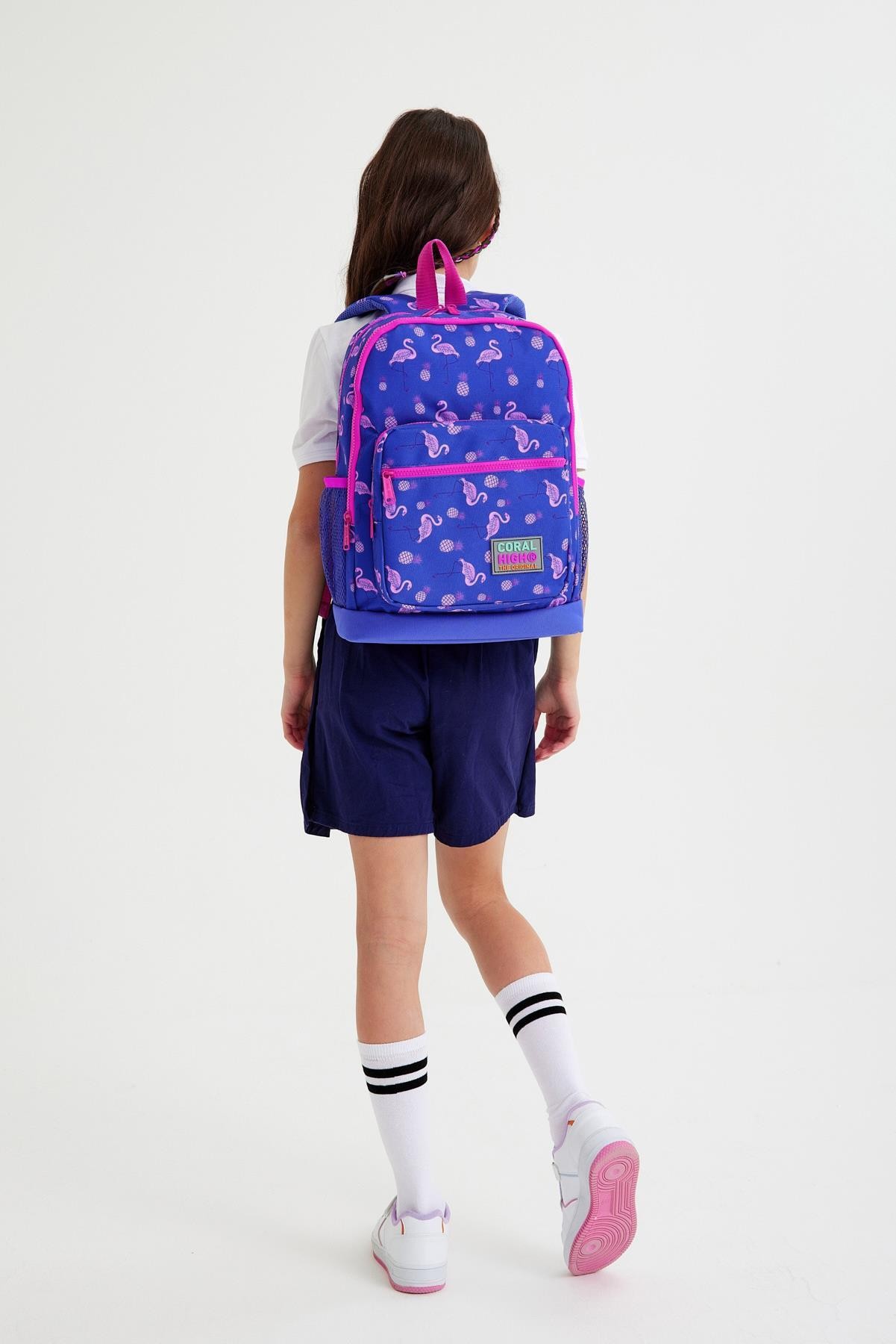 Coral High Kids Lavanta Pembe Flamingo Desenli Dört Bölmeli Okul Sırt Çantası