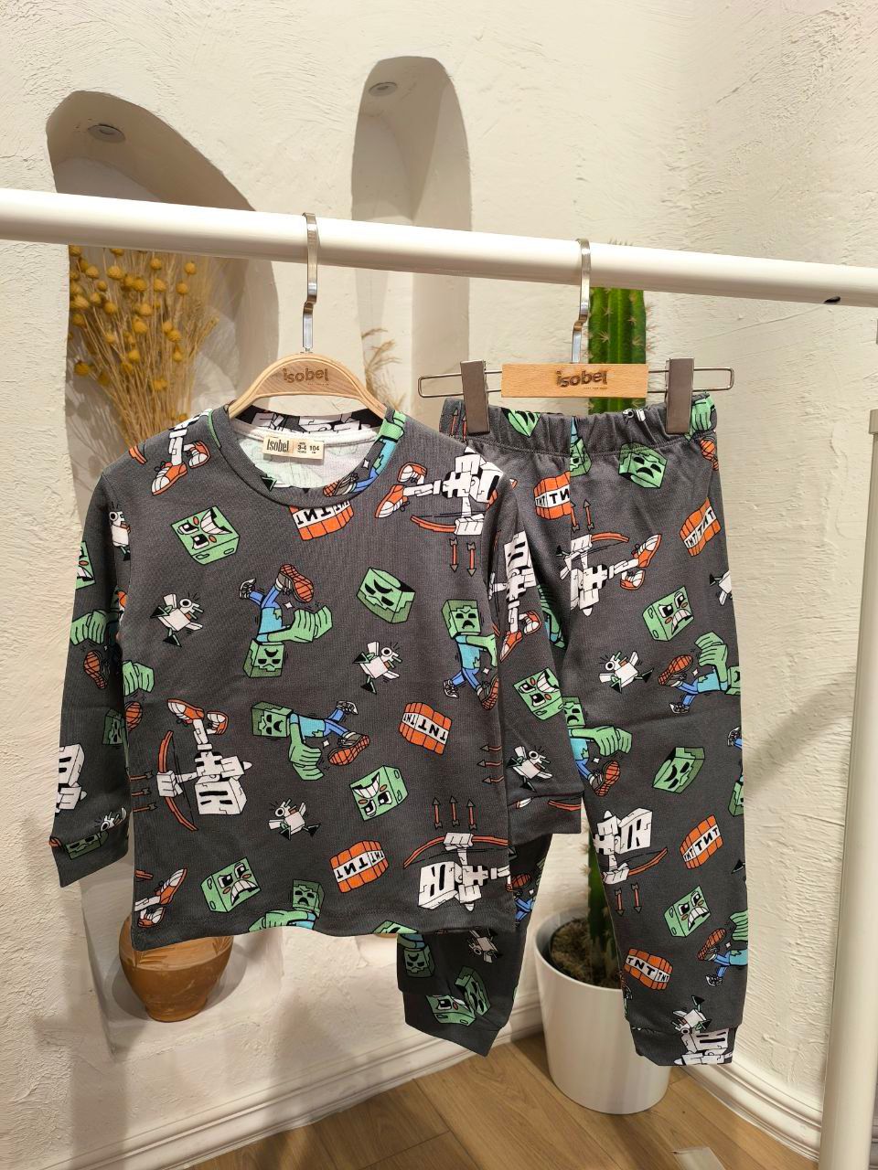 3-13 Yaş Erkek Çocuk Minecraft Temalı Pijama Takımı