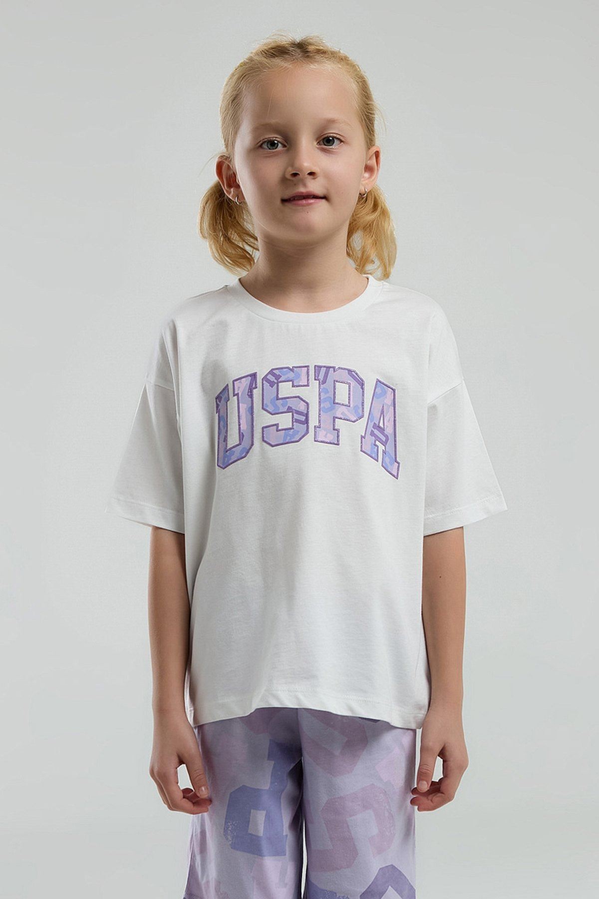 4-8 Yaş Lisanslı Us Polo ASSN Kız Çocuk Takım-Beyaz