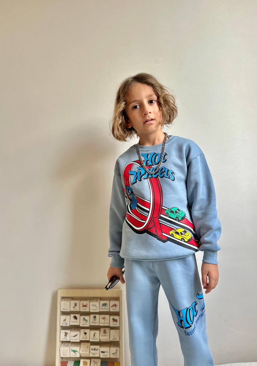 3-10 Yaş Erkek Çocuk Hot Wheels Baskılı 3 İplik Şardonlu İkili Takım