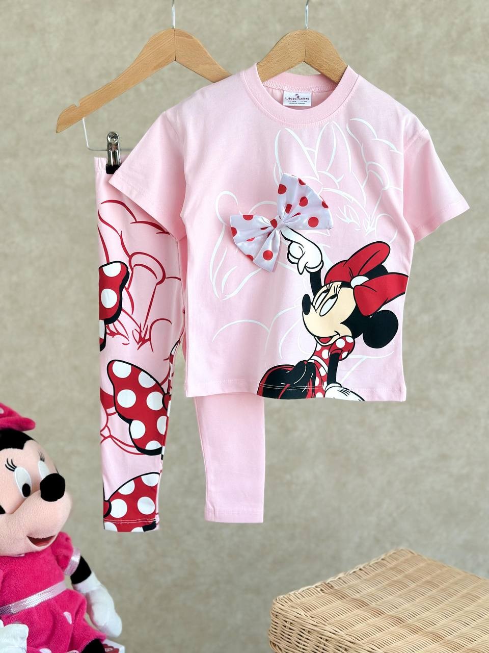 2-8 YAŞ KIZ ÇOCUK PUANTİYE KURDELA MINNIE TAYT TAKIM