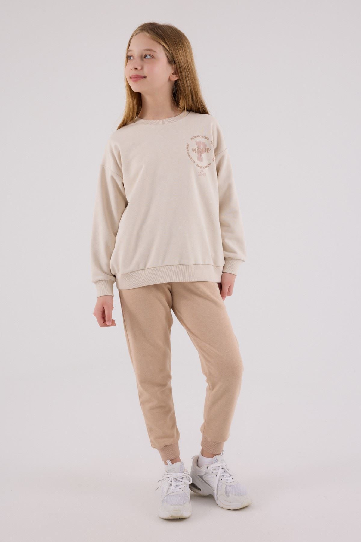 4-15 Yaş Lisanslı Us Polo Assn Kız Çocuk Takım-Latte