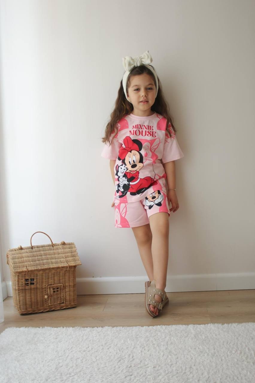 3-10 YAŞ KIZ ÇOCUK MINNIE MOUSE CAT ŞORT TAKIM