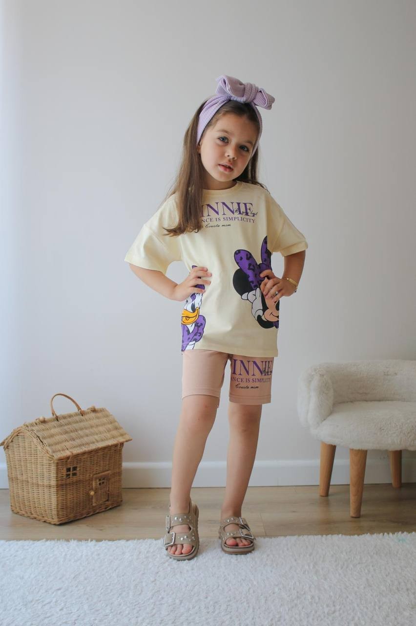 3-10 YAŞ KIZ ÇOCUK MINNIE ELEGANCE ŞORT TAKIM