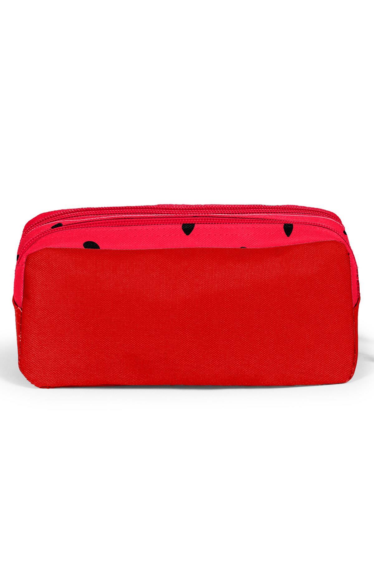 Coral High Kids Kırmızı Yeşil Karpuz Desenli İki Bölmeli Kalem Çantası