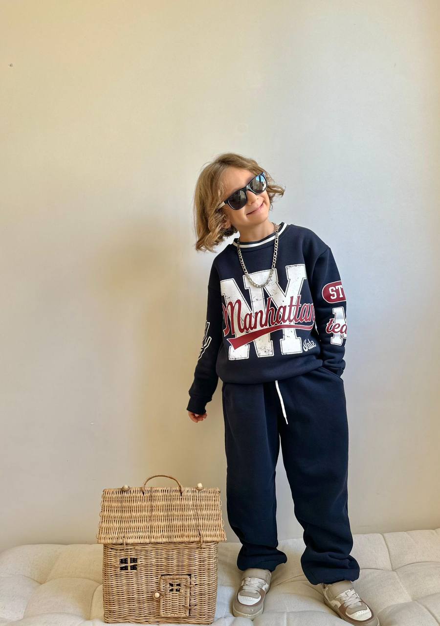 5-14 Yaş Erkek Çocuk Manhattan Baskılı Eşofman Takımı