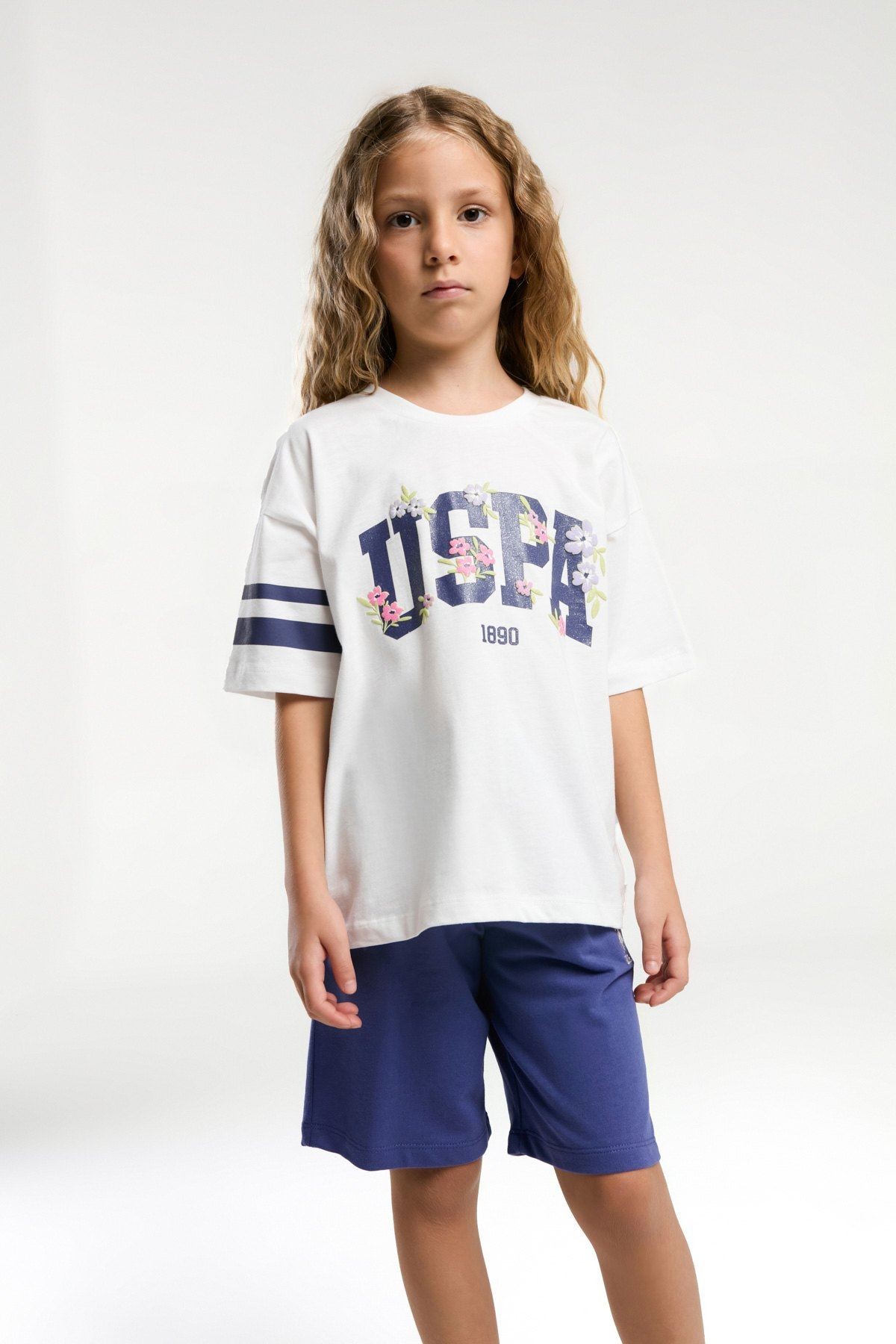 4-15 Yaş Lisanslı Us Polo Assn Kız Çocuk Takım-Beyaz
