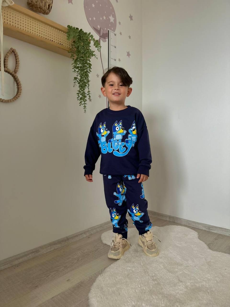 3-10 Yaş Erkek Çocuk Lacivert Bluey Baskılı Eşofman Takımı