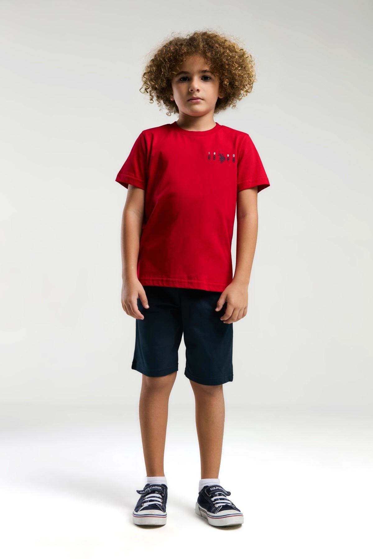 4-8 Yaş Lisanslı Us Polo ASSN Erkek Çocuk Takım-Kırmızı