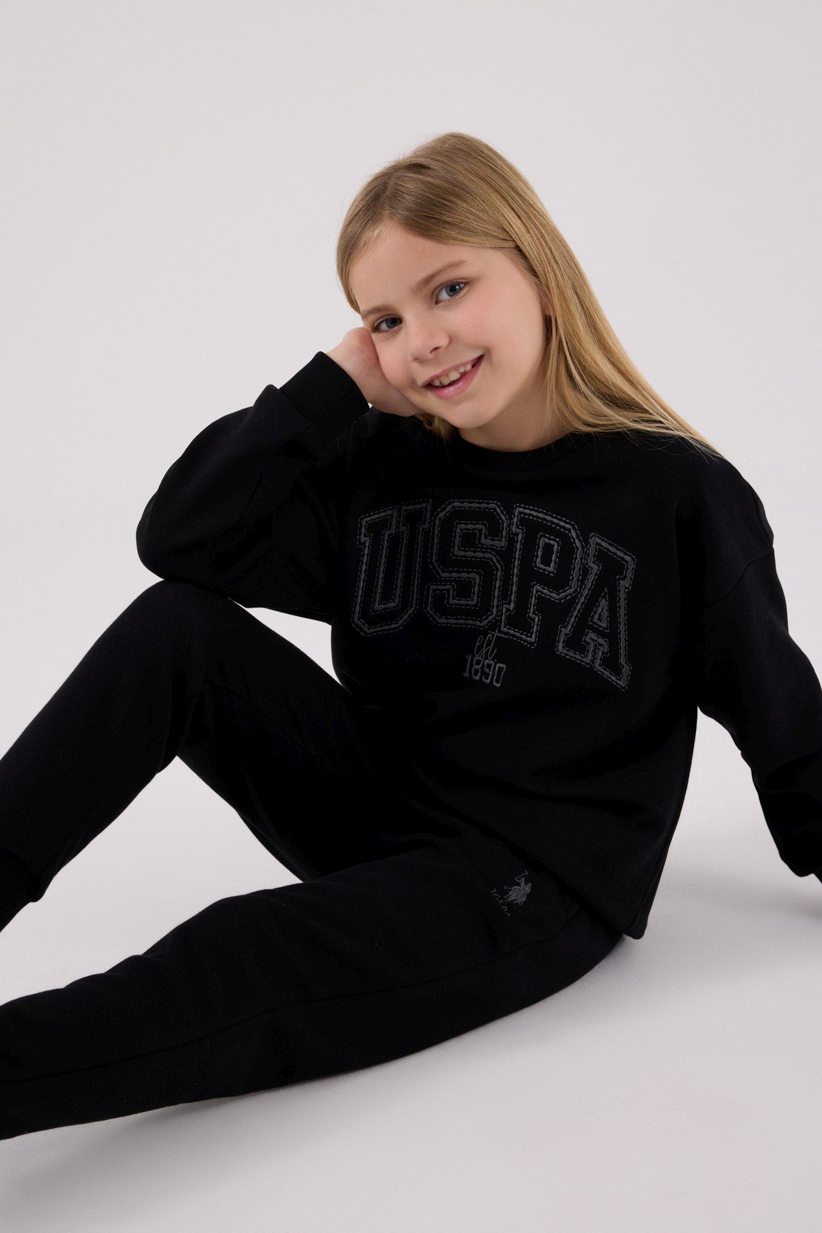 4-15 Yaş Lisanslı Us Polo Assn Kız Çocuk Takım-Siyah