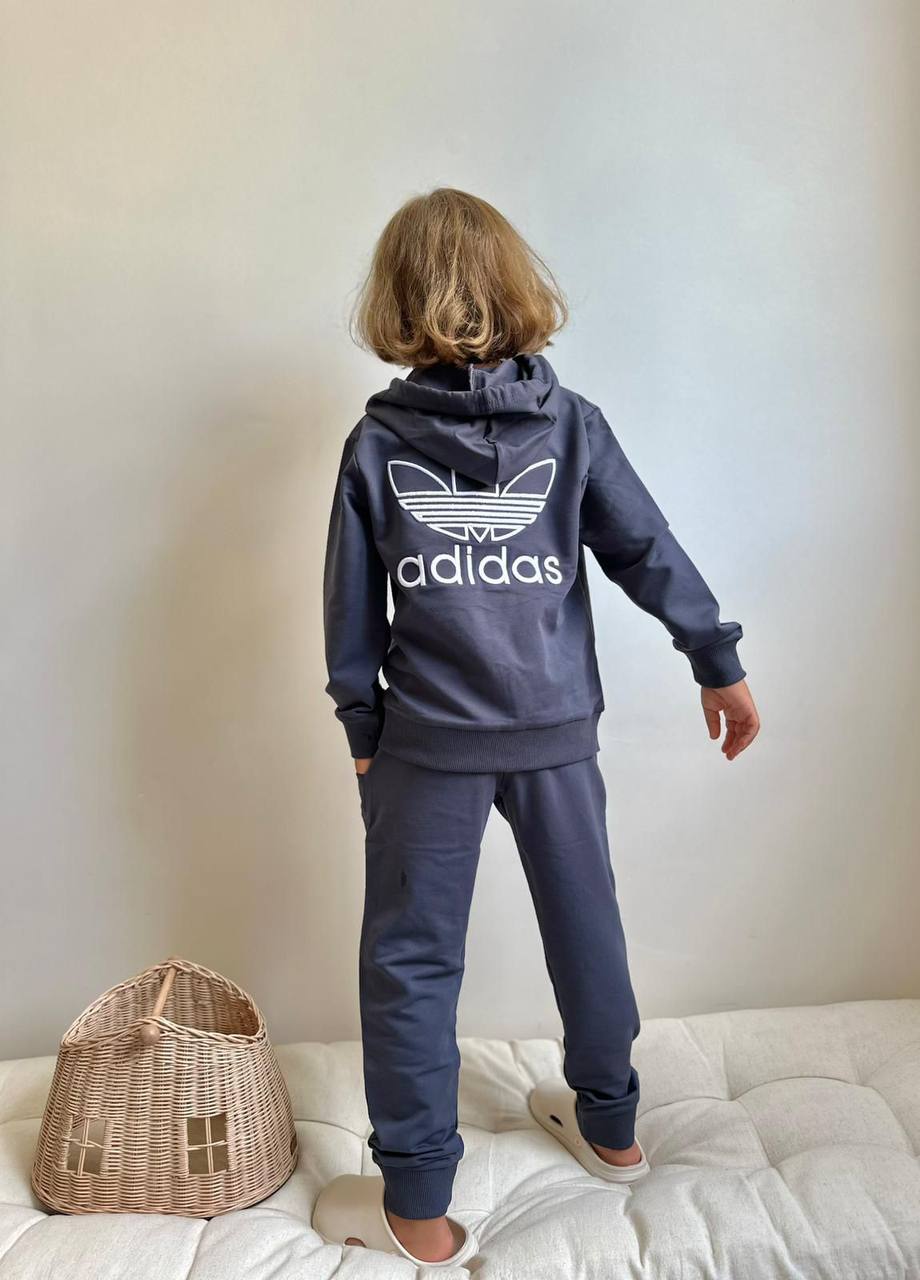 5-14 Yaş Erkek Çocuk Lacivert Kapüşonlu Fermuarlı Ads Eşofman Takımı