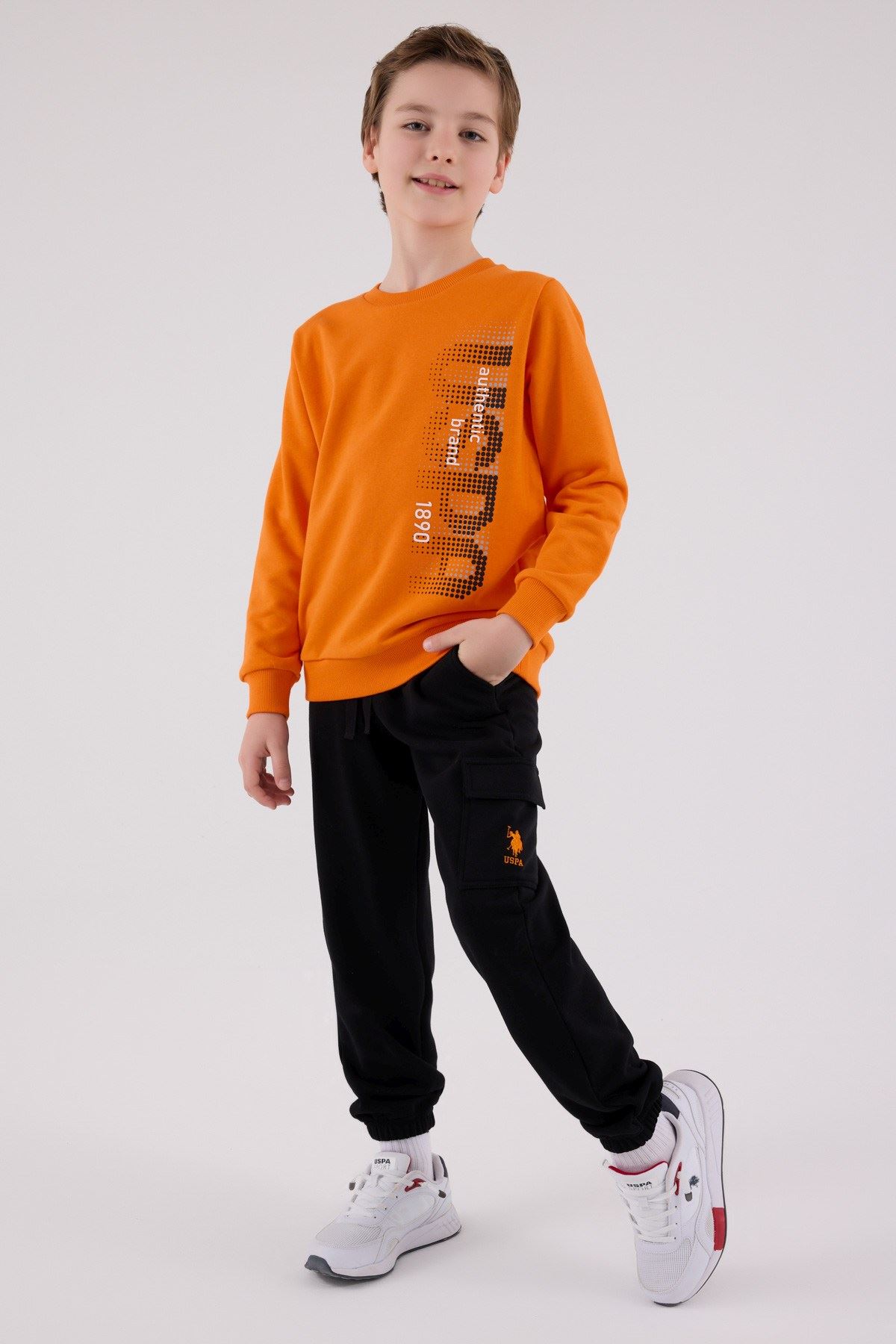 4-8Yaş Lisanslı Us Polo Assn Erkek Çocuk Takım-Oranj