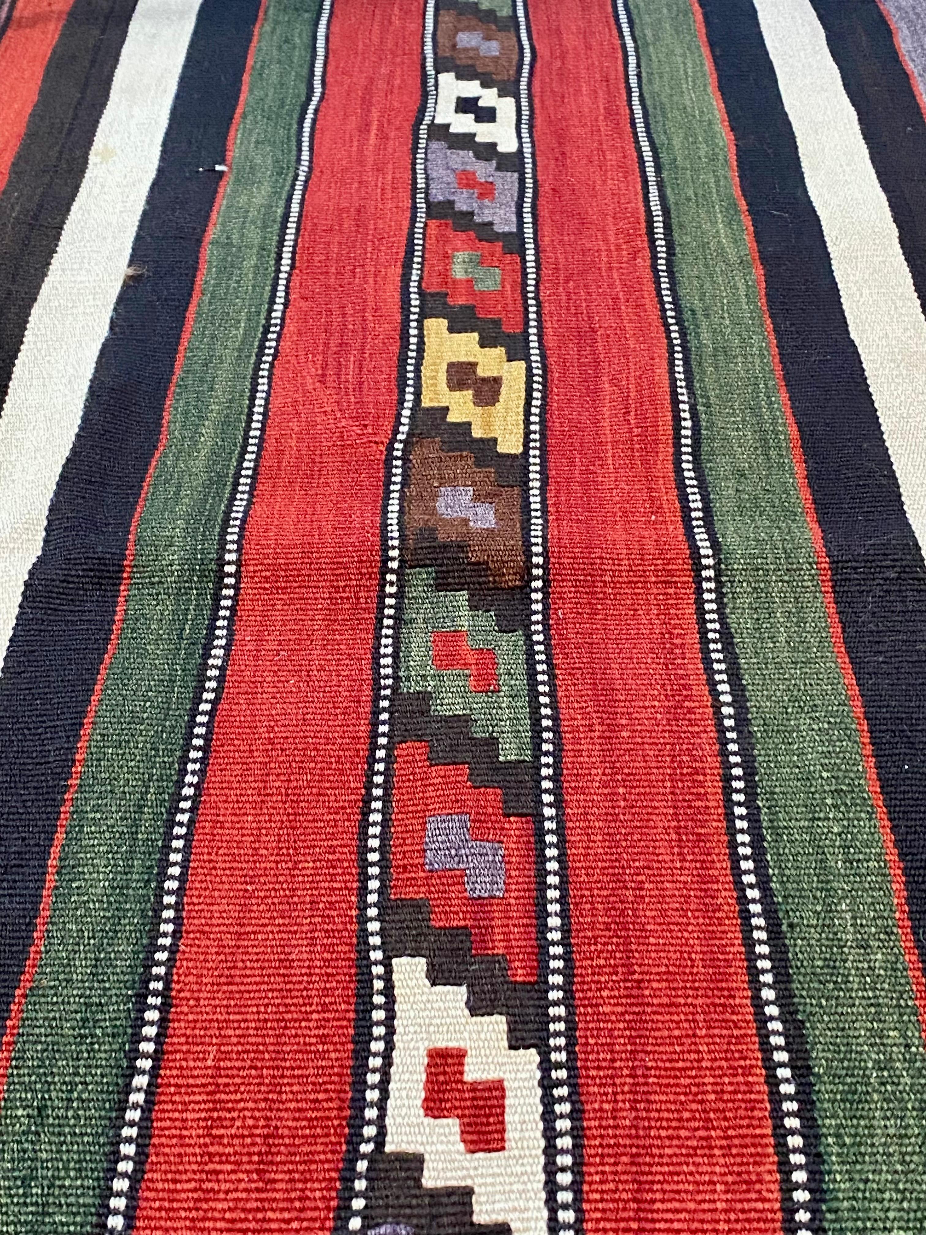 Fine Hand-Woven Kazakh Striped Rug