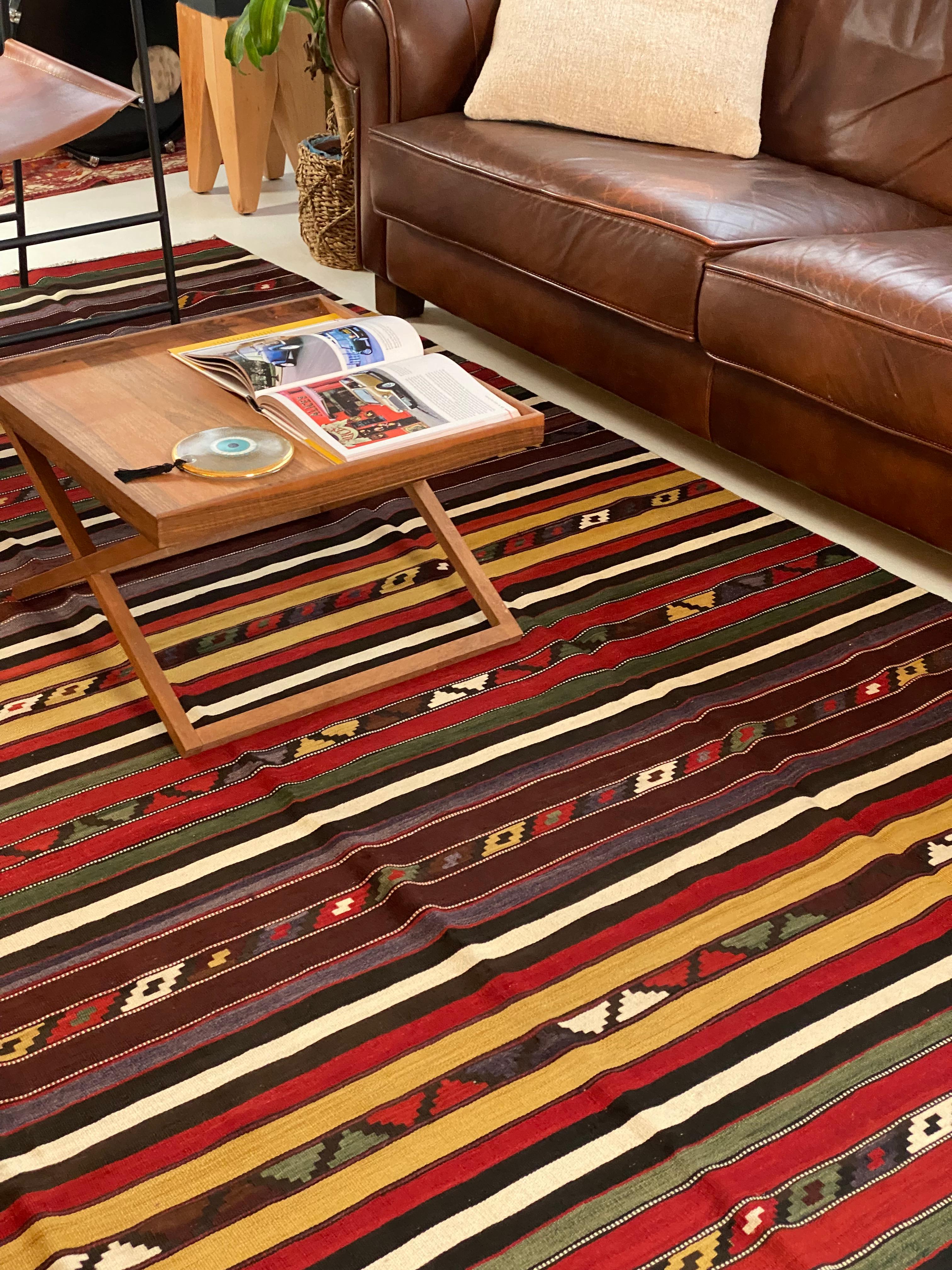 Fine Hand-Woven Kazakh Striped Rug