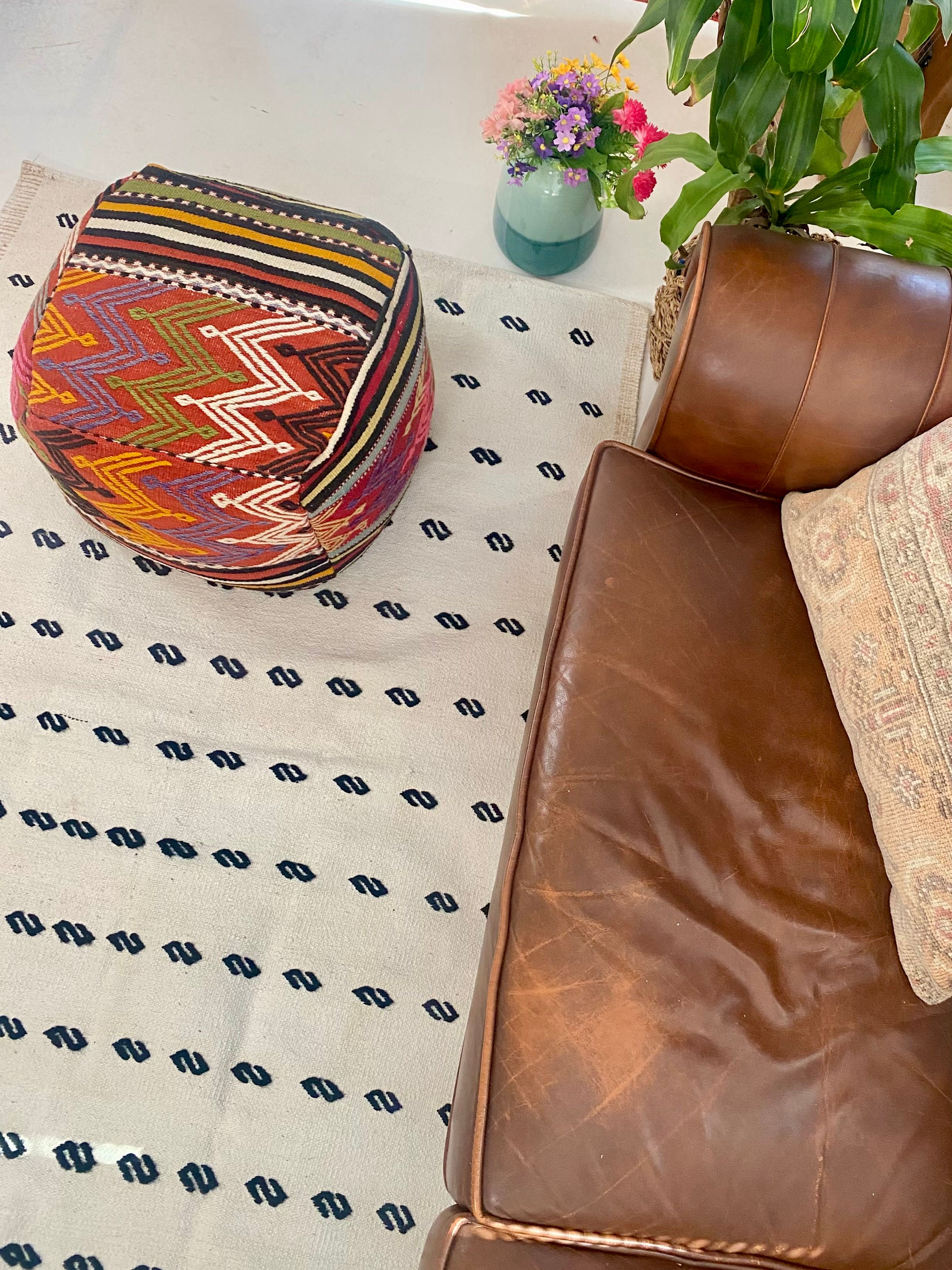 Handwoven Balikesir Cicim Pouf