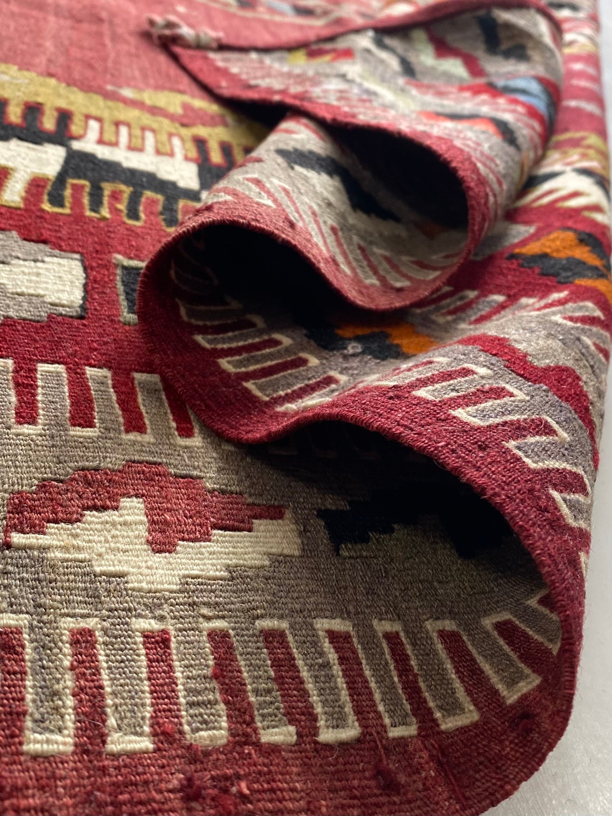 Handwoven Antique Obruk Mihrab Kilim