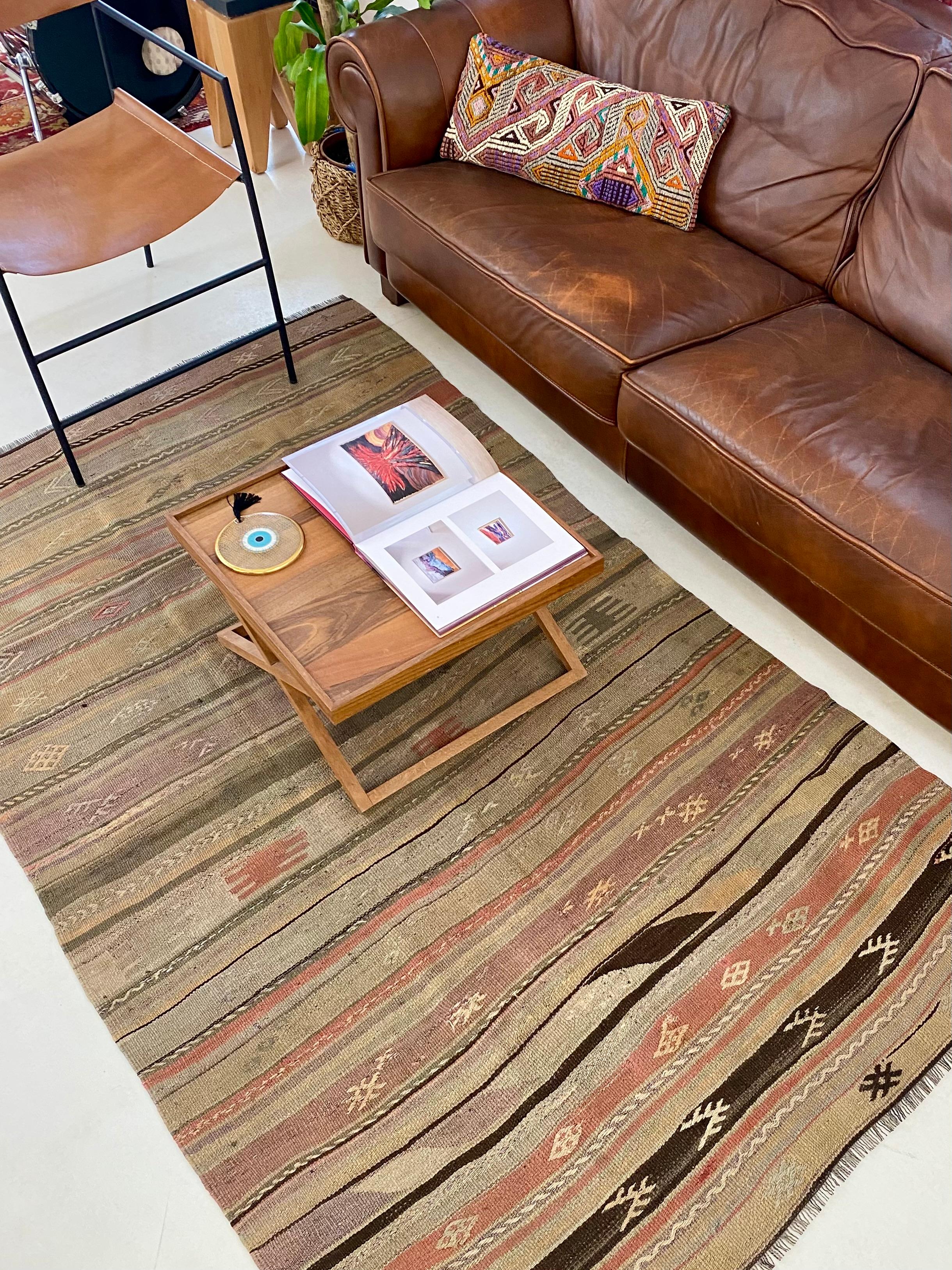 Handwoven Vintage Balikesir Pastel Kilim