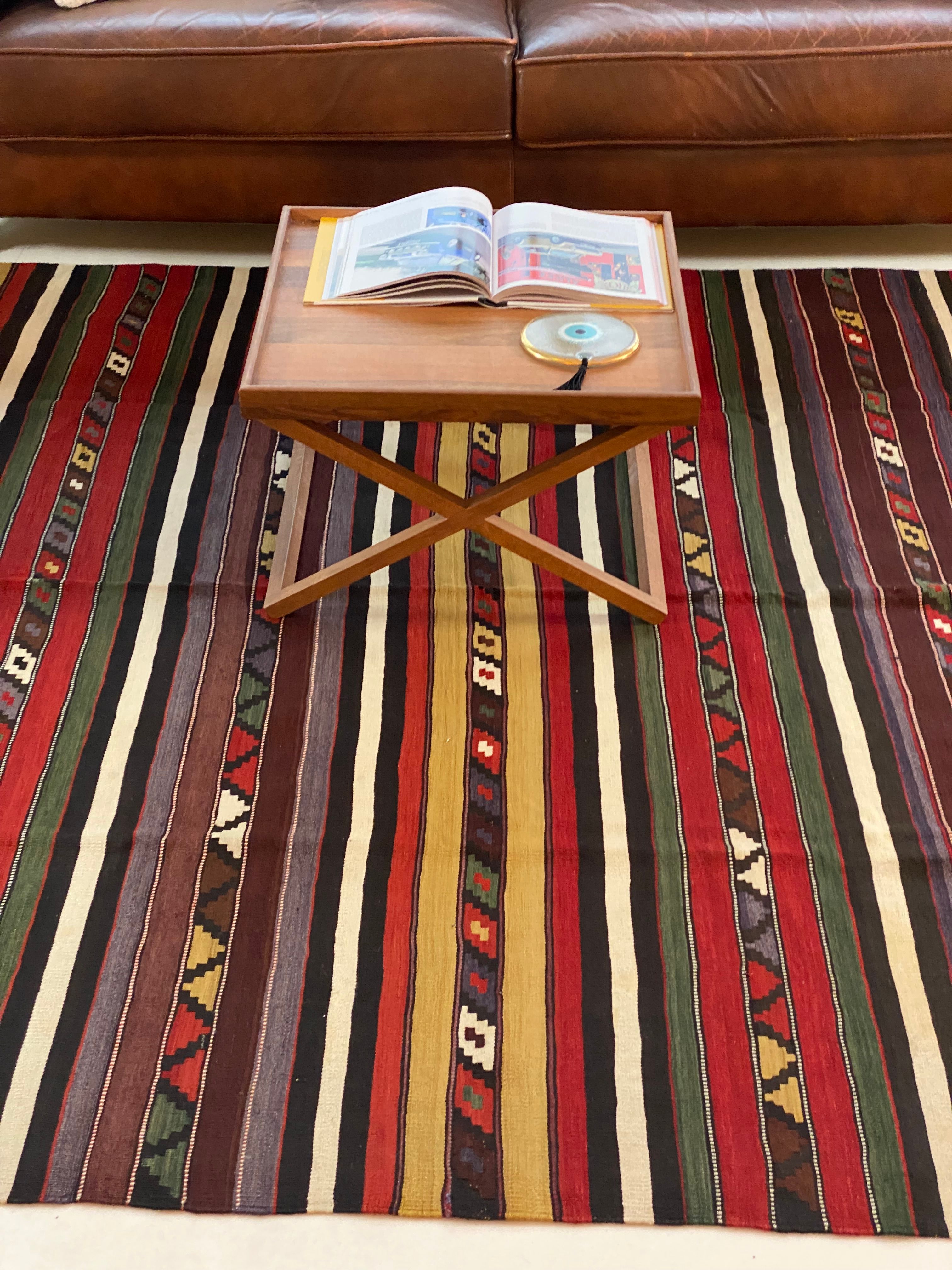 Fine Hand-Woven Kazakh Striped Rug