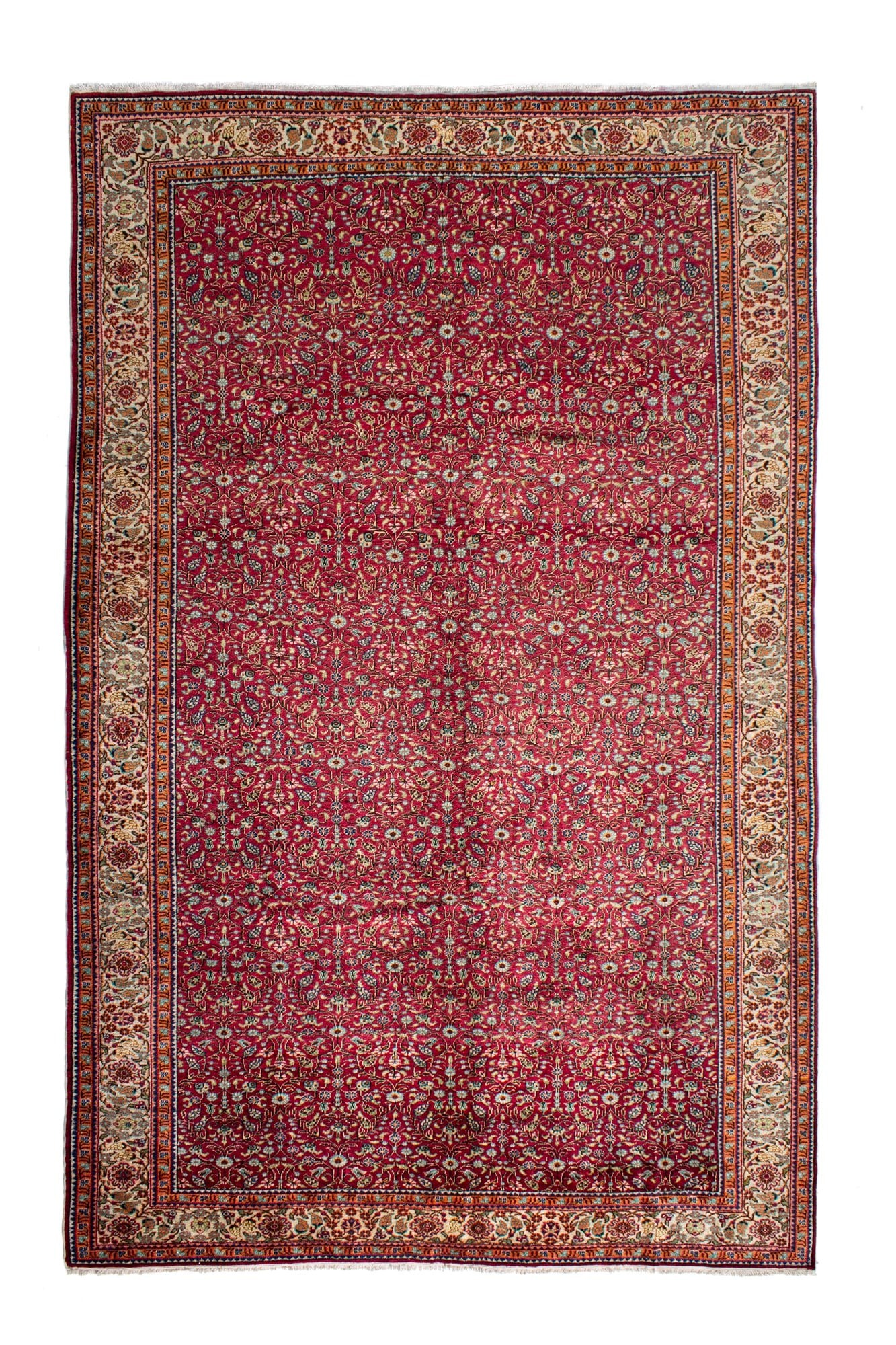 Central Anatolia Kayseri Hand Woven Floral Patterned Carpet