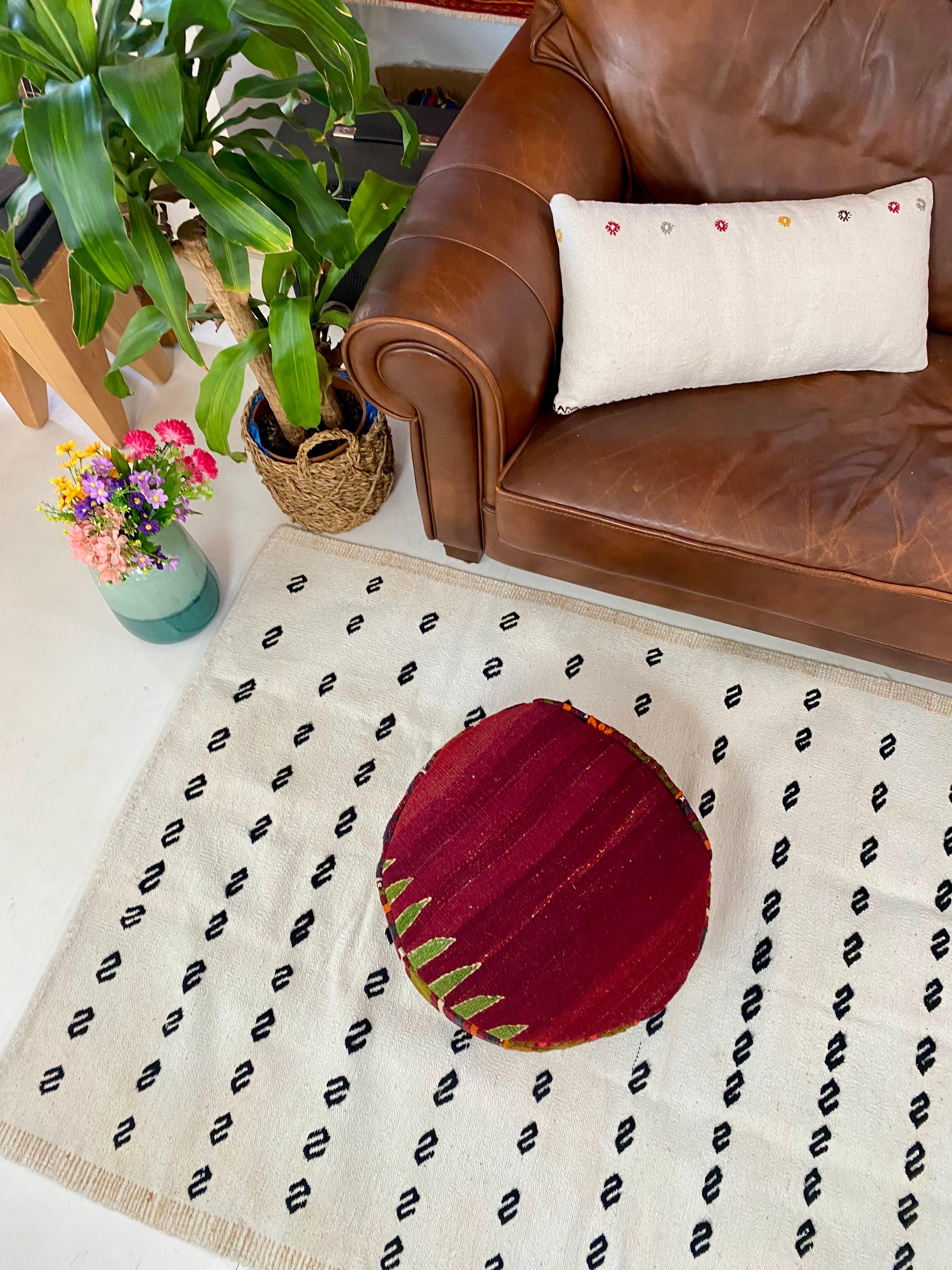 Bodrum Bos HandWoven Round Ottoman