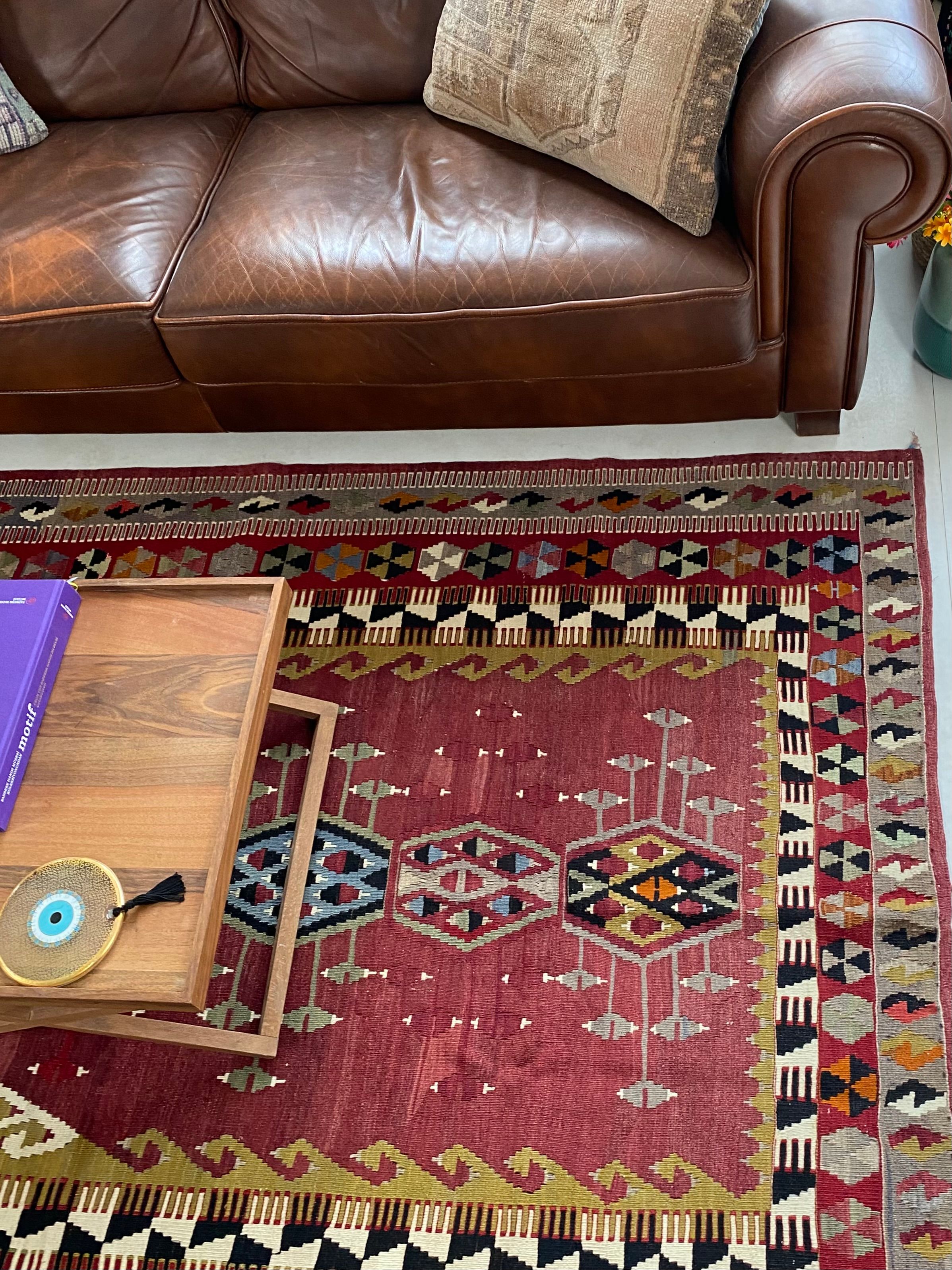 Handwoven Antique Obruk Mihrab Kilim
