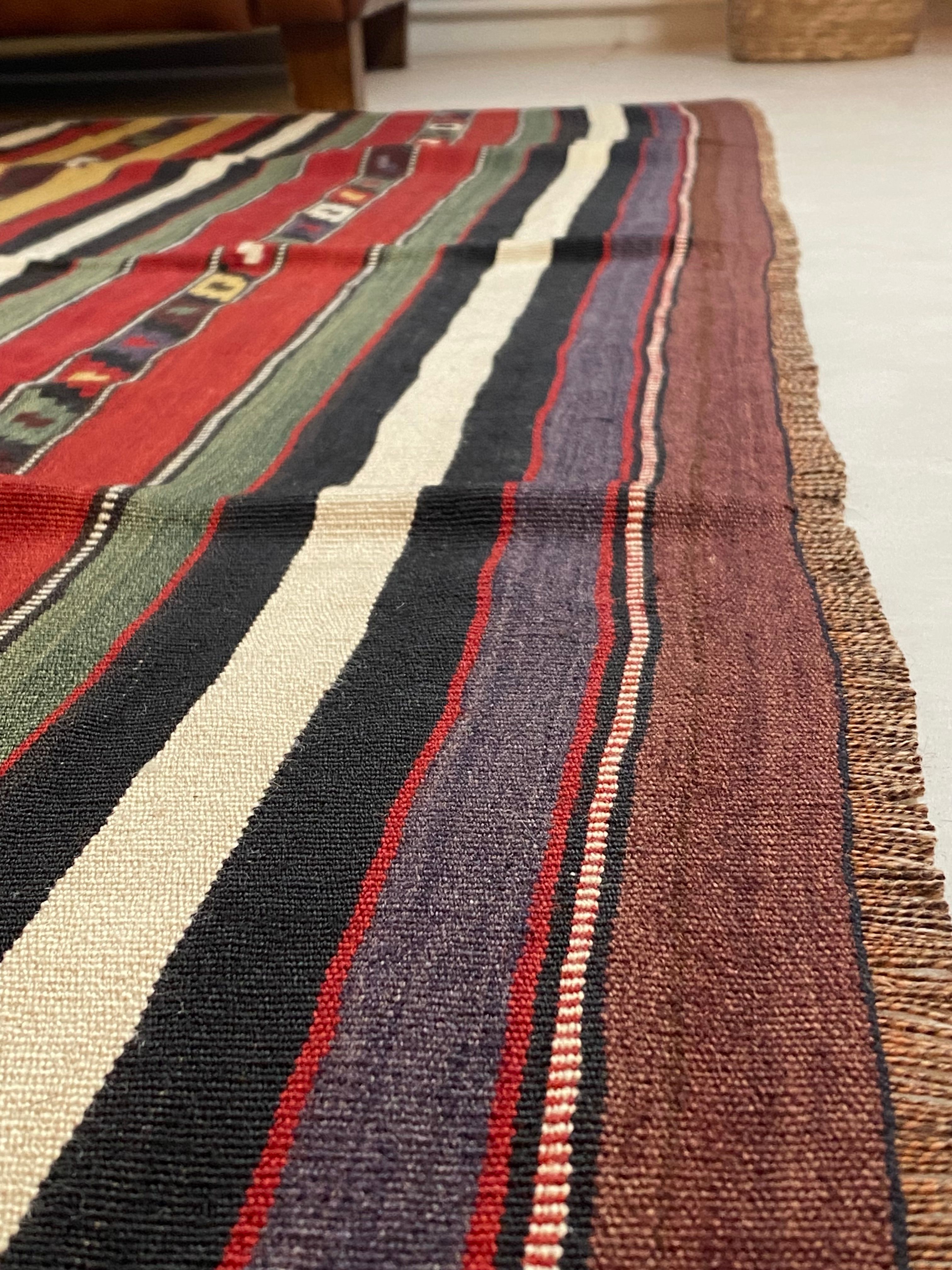 Fine Hand-Woven Kazakh Striped Rug