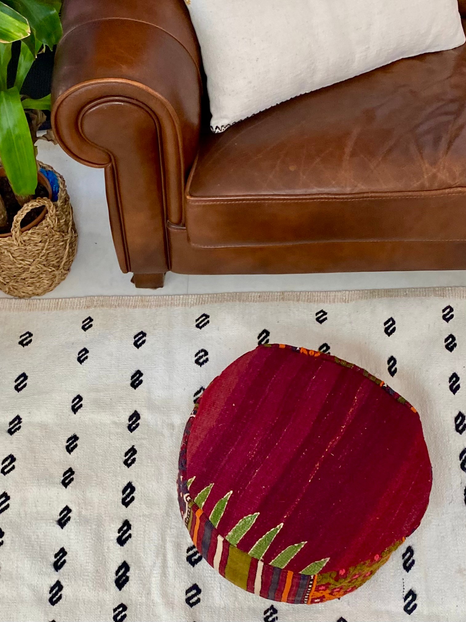 Bodrum Bos HandWoven Round Ottoman