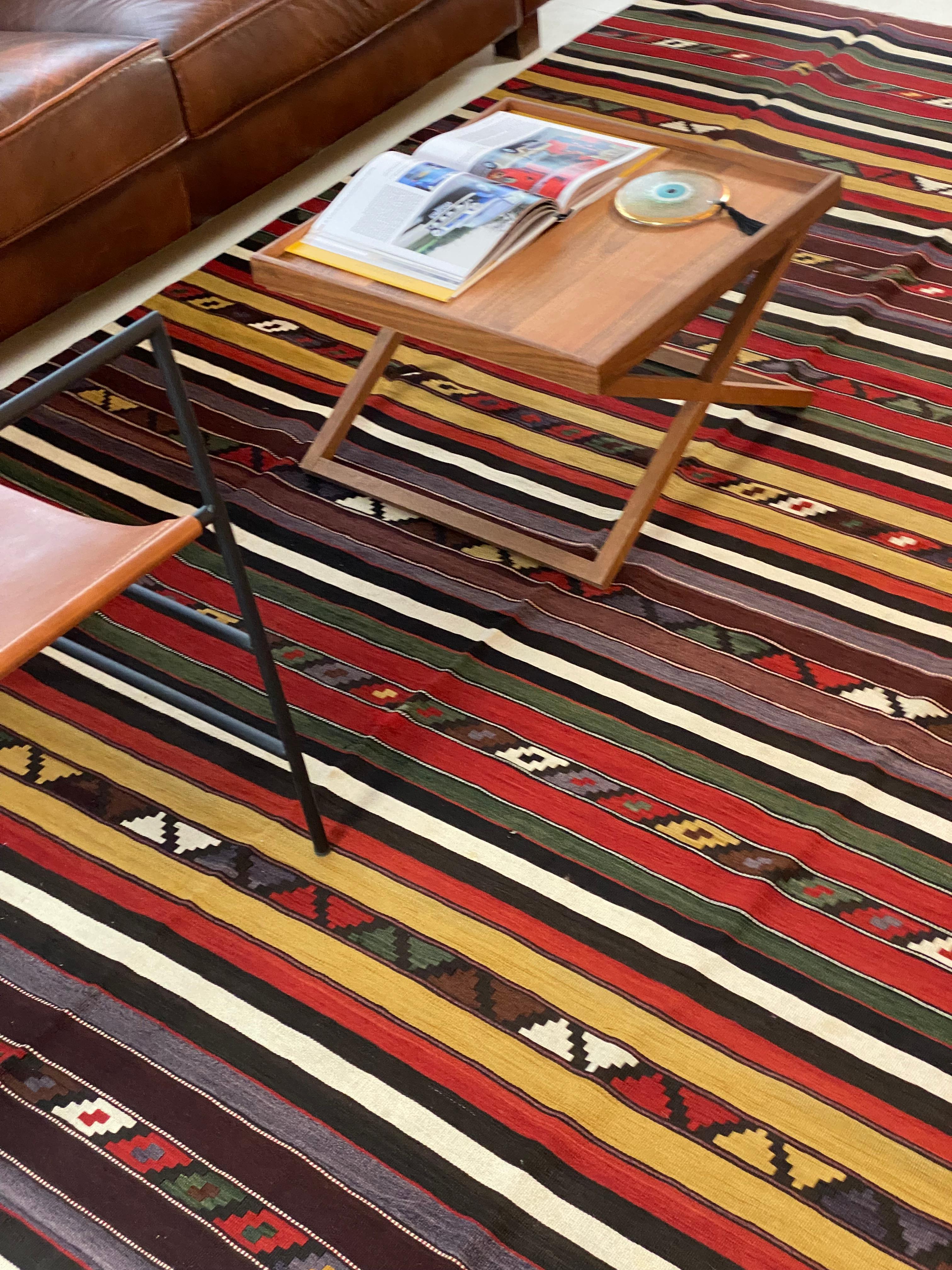 Fine Hand-Woven Kazakh Striped Rug