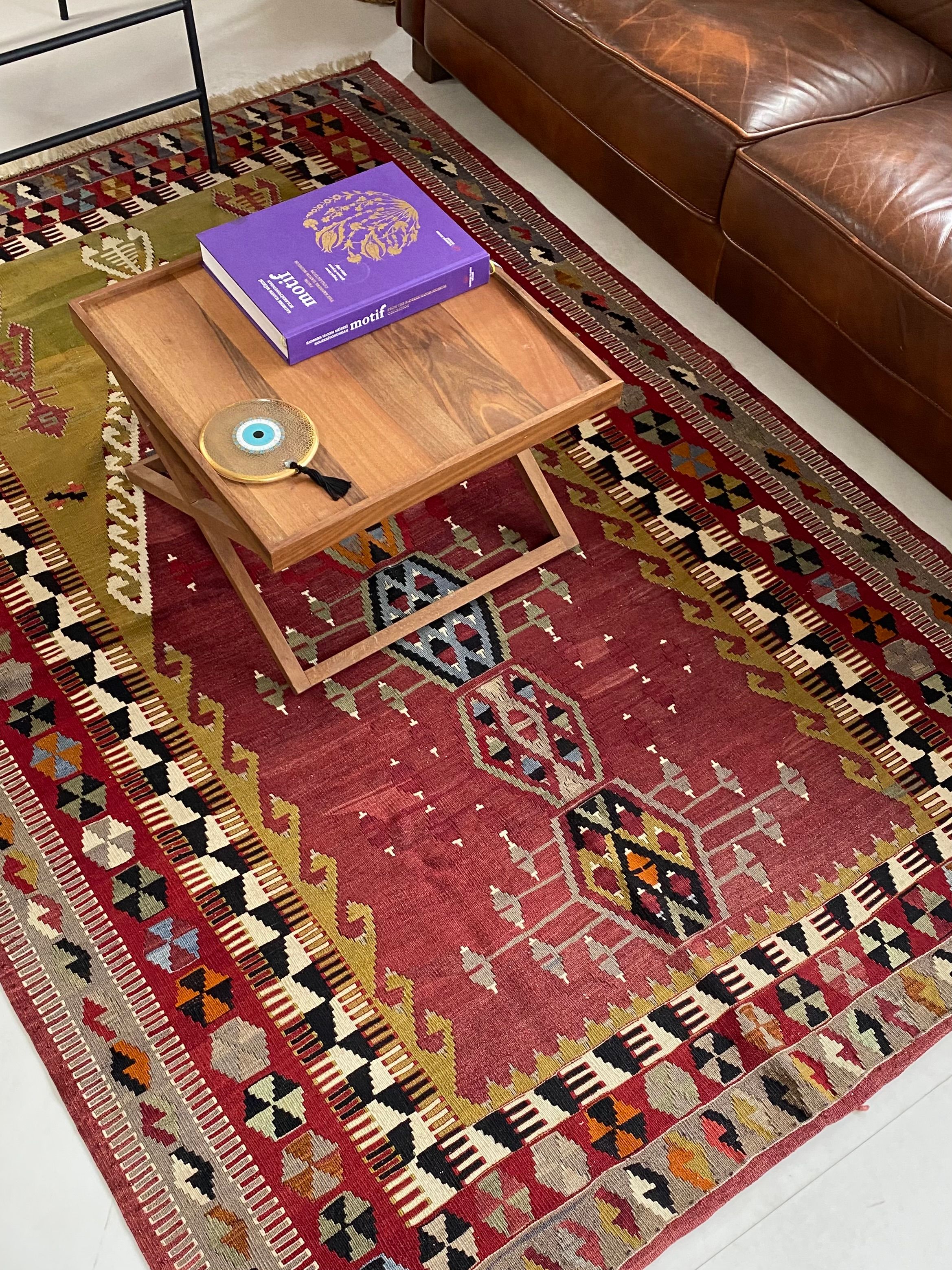Handwoven Antique Obruk Mihrab Kilim