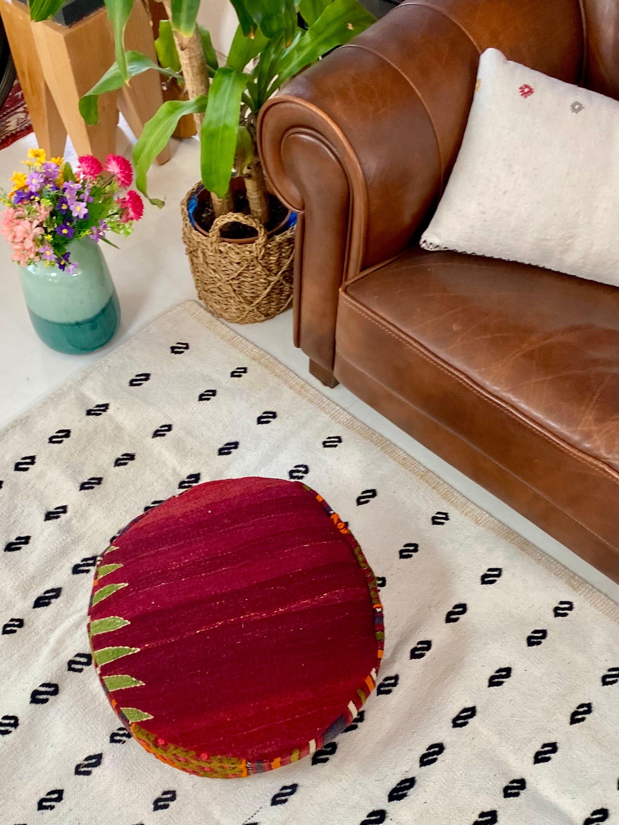 Bodrum Bos HandWoven Round Ottoman