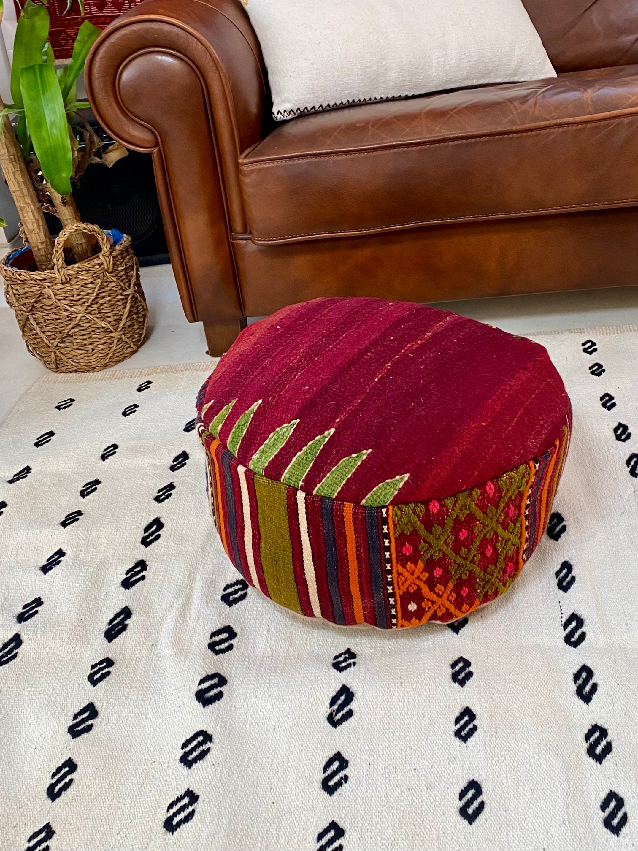 Bodrum Bos HandWoven Round Ottoman