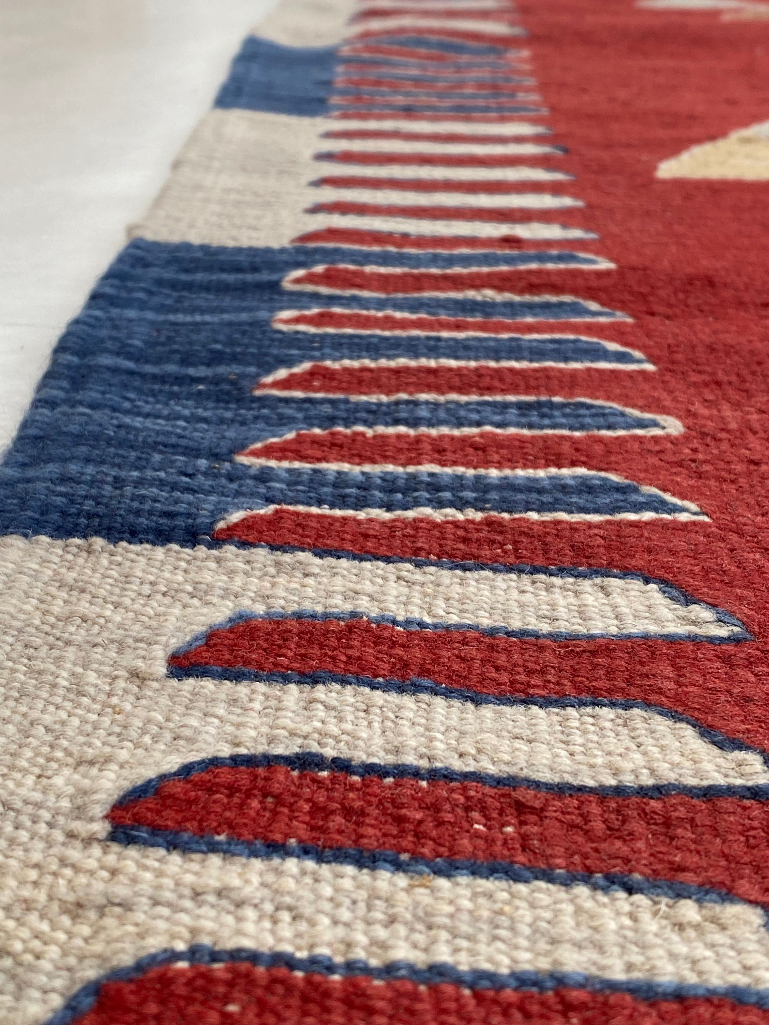Handwoven Bodrum Red Crane Kilim