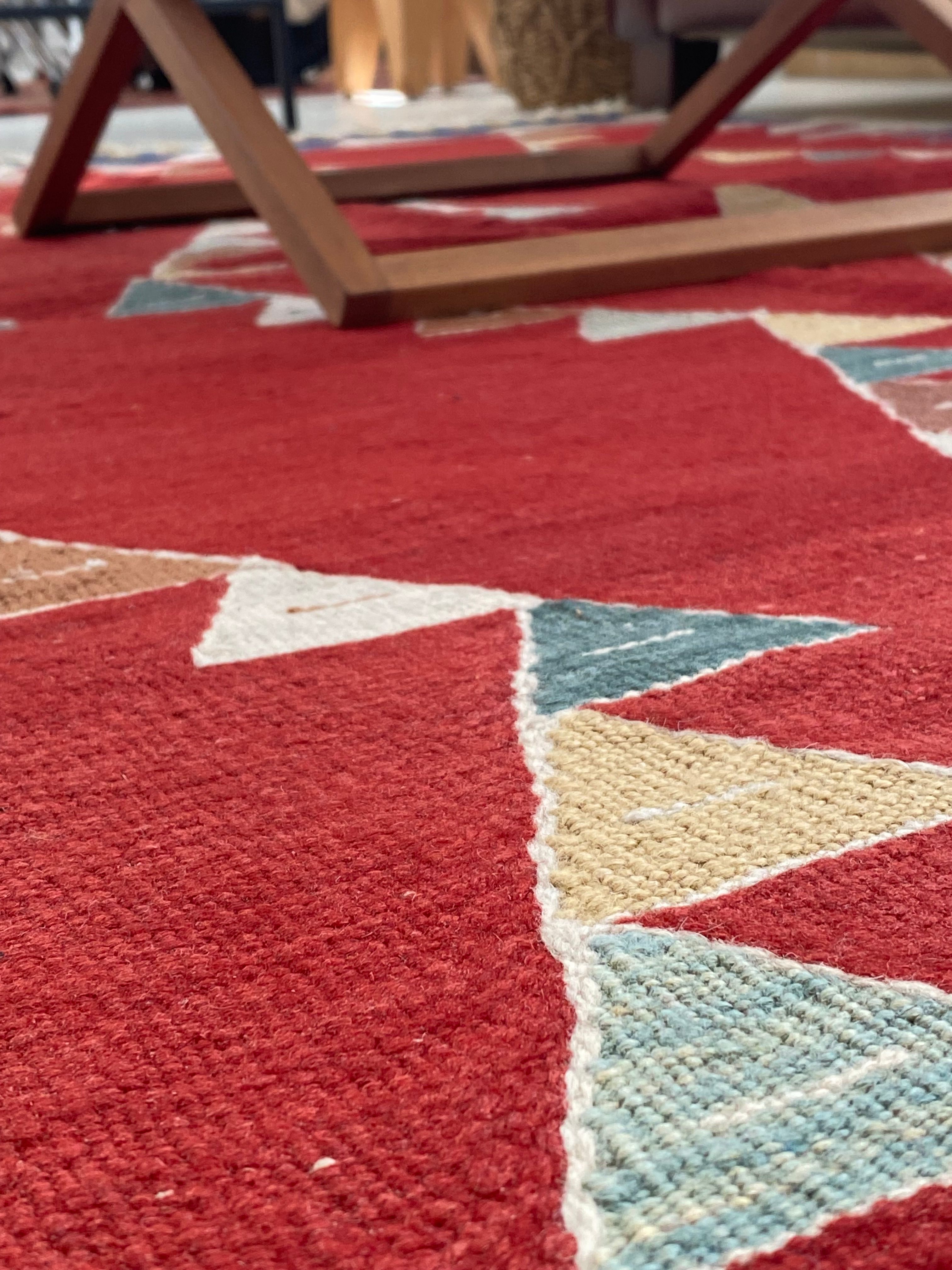 Handwoven Bodrum Red Crane Kilim