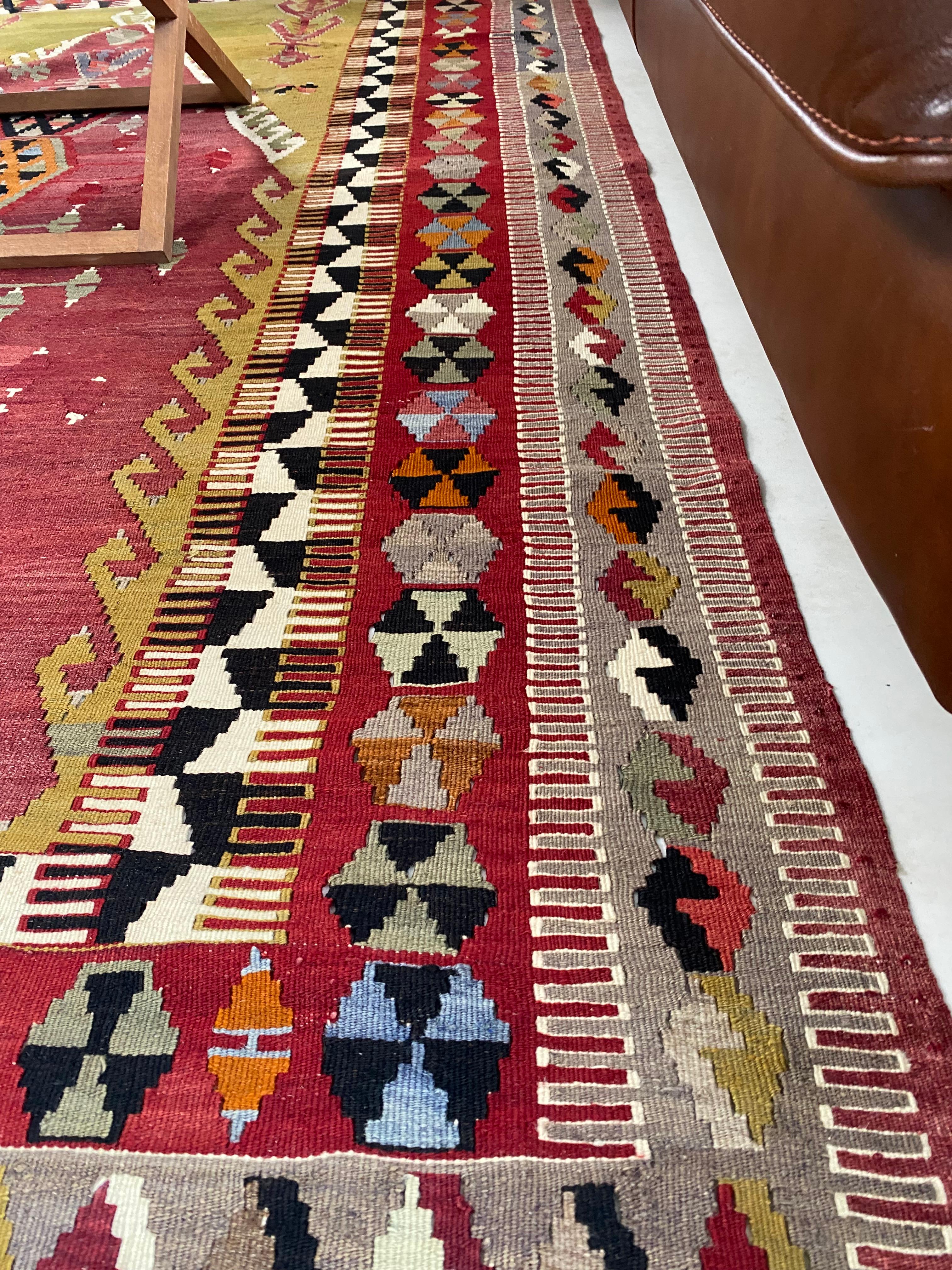 Handwoven Antique Obruk Mihrab Kilim