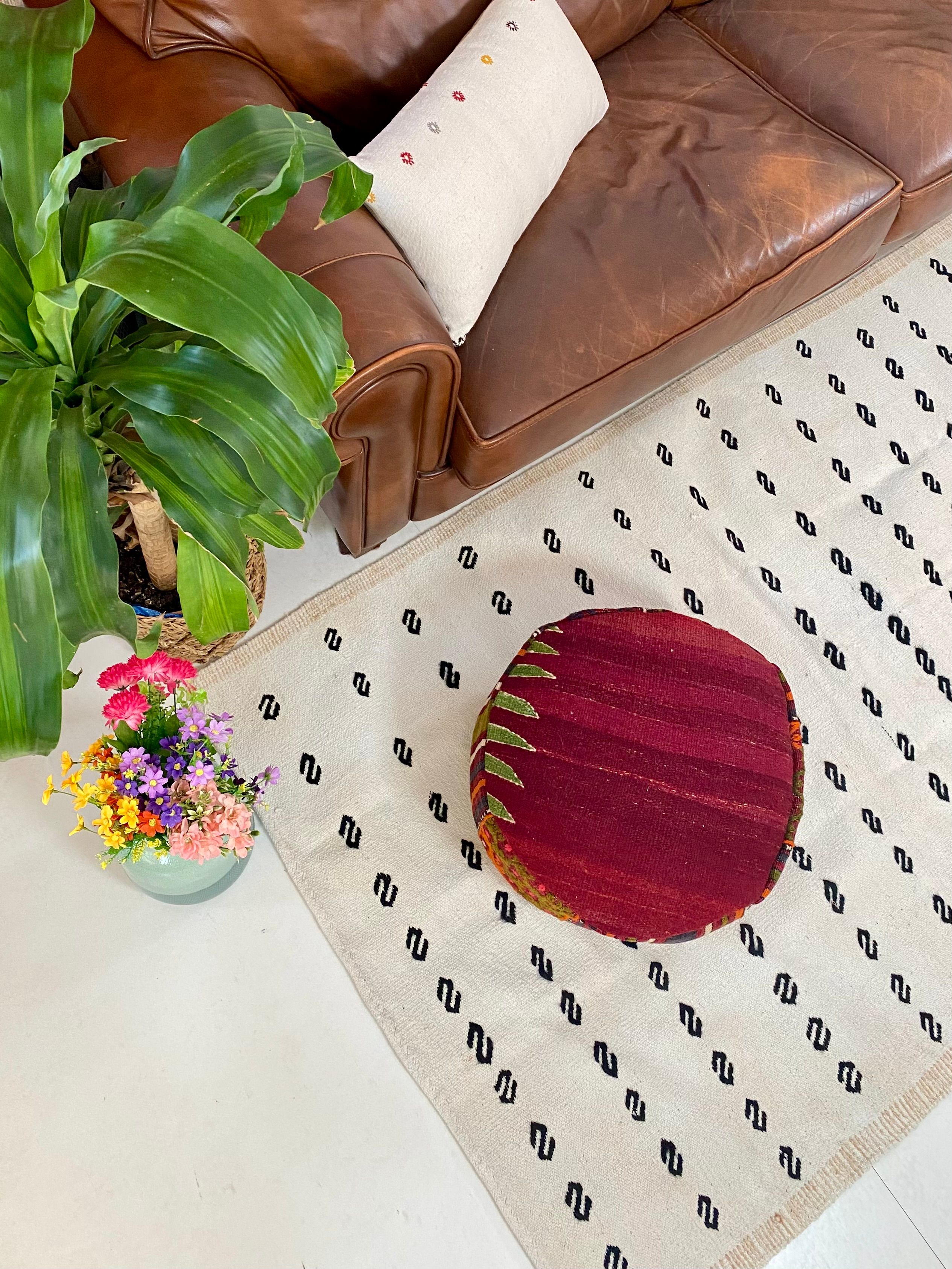 Bodrum Bos HandWoven Round Ottoman