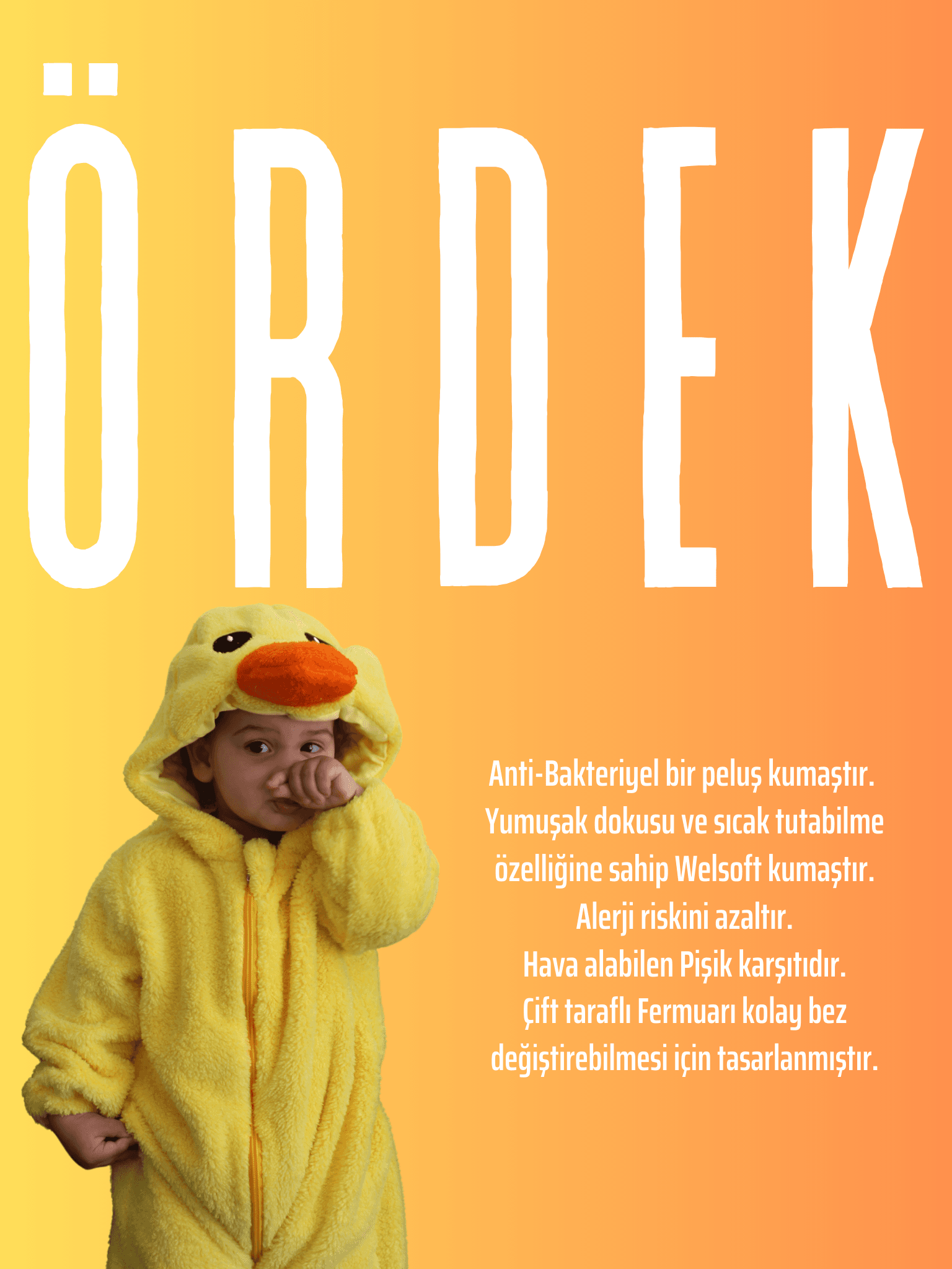 Ördek Bebek Tulum - Kostüm 6ay-4yaş Arası
