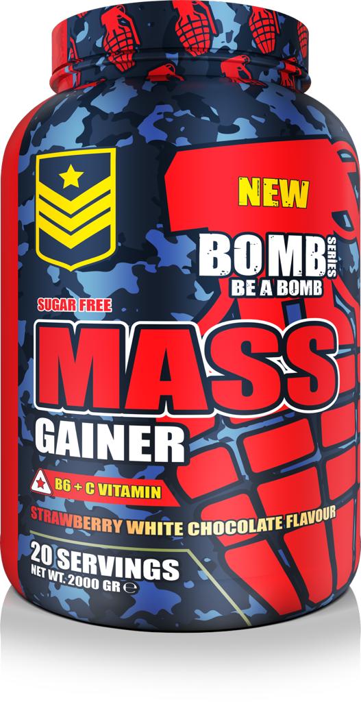 BOMB SERIES MASS GAİNER ÇİLEK& BEYAZ ÇİKOLATA 2000 GR