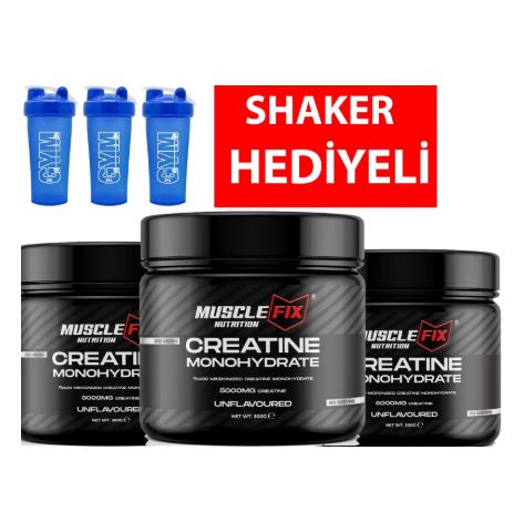 MuscleFix Creatine 300gr x 3 Adet + 3 ADET SHAKER HEDİYELİ