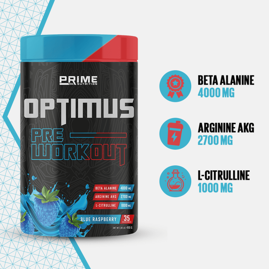 Prime Nutrition Optimus Pre-Workout 490 gram Blue Raspberry