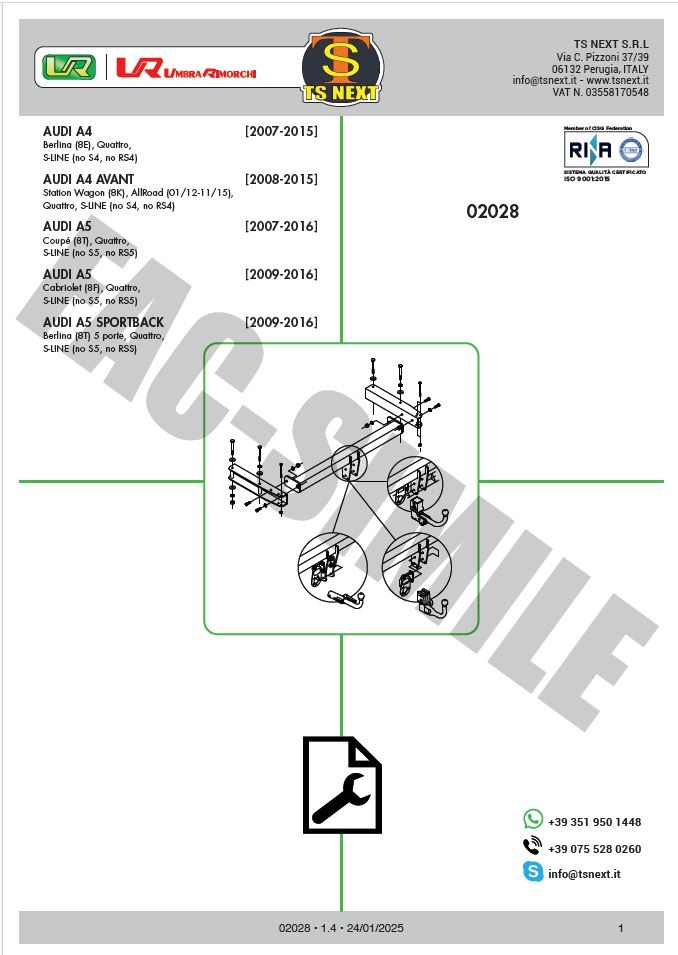 02028 AUDİ A4/AUDİ A4 AVANT/AUDİ A5/AUDİ A5 SPORTBACK 2007-2016 UYUMLU CEKİ DEMİRİ