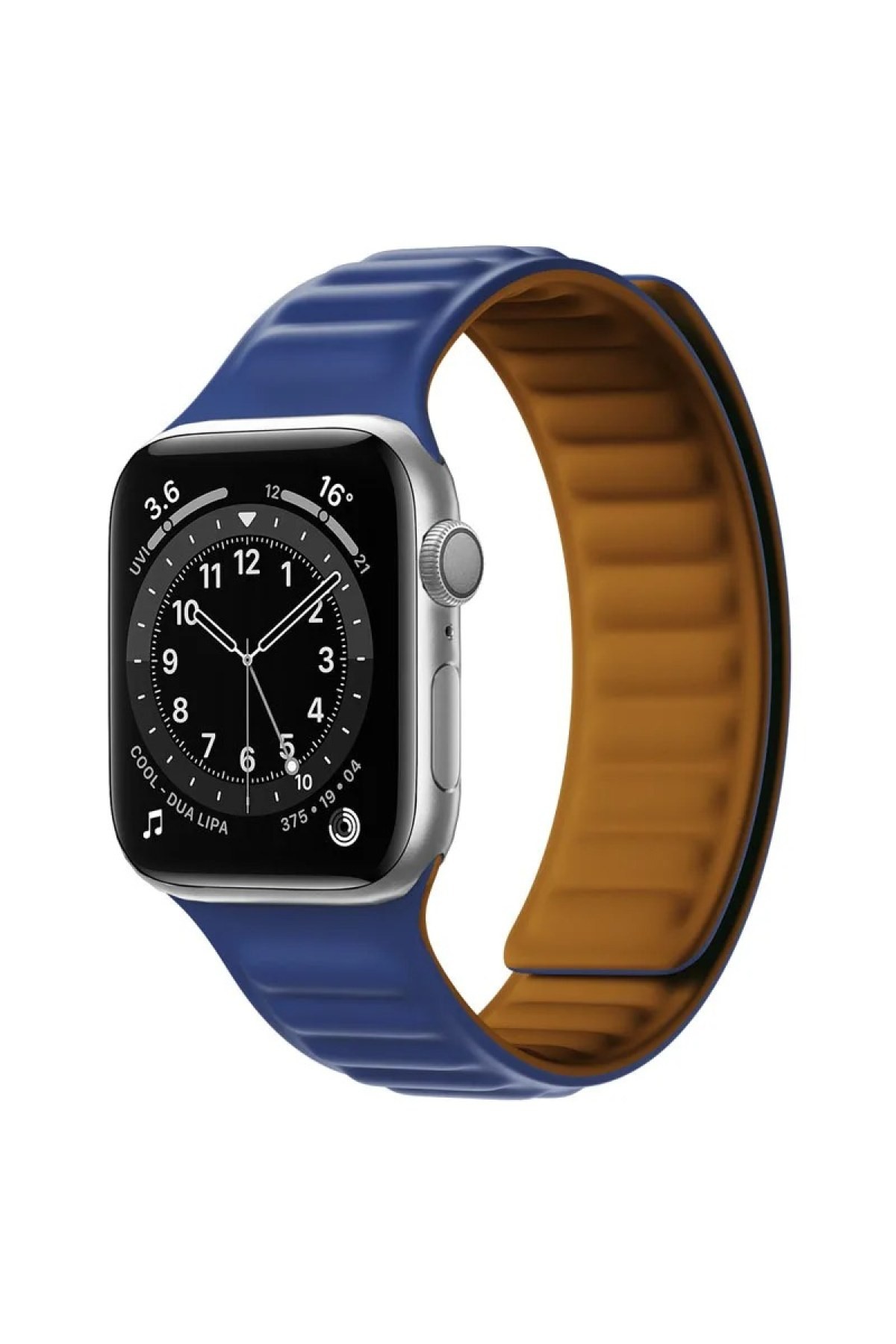 Apple Watch Tüm Modeller Uyumlu Mıknatıslı Kabartmalı Premium Kordon - LACİVERT