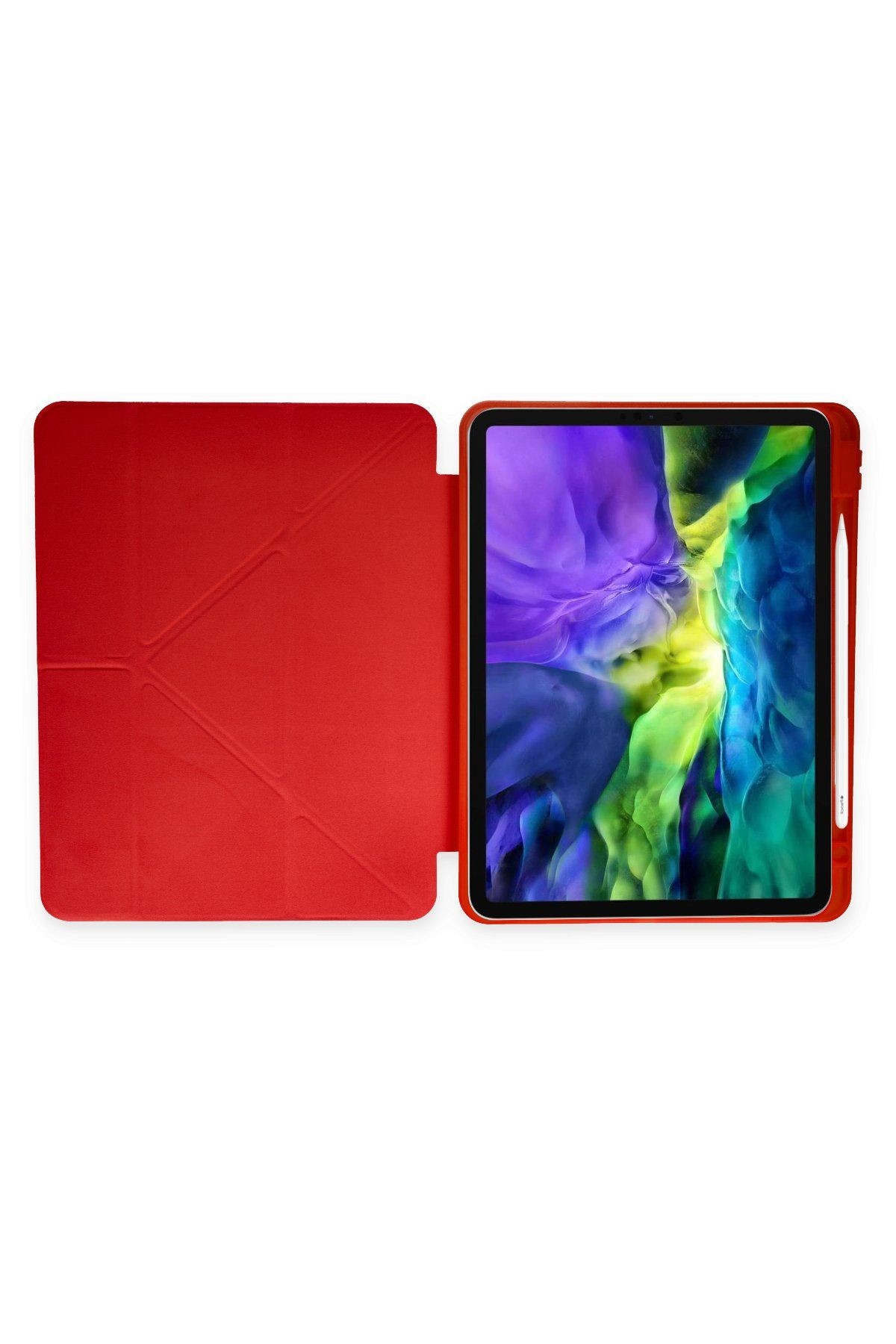 Apple Ipad Kılıf Kalemlikli Koruyucu Tablet Kılıfı - Kırmızı