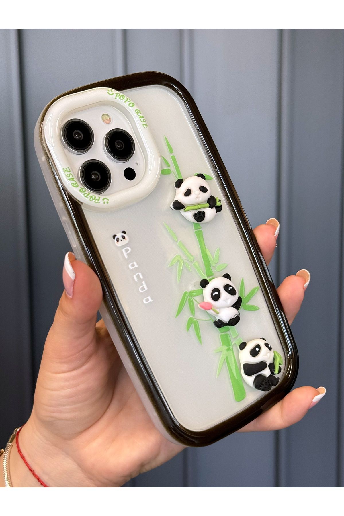 Karikatür Kılıflar - 3D Çizgi Film Karakterleri Koruyucu Telefon Kılıfı Siyah Panda
