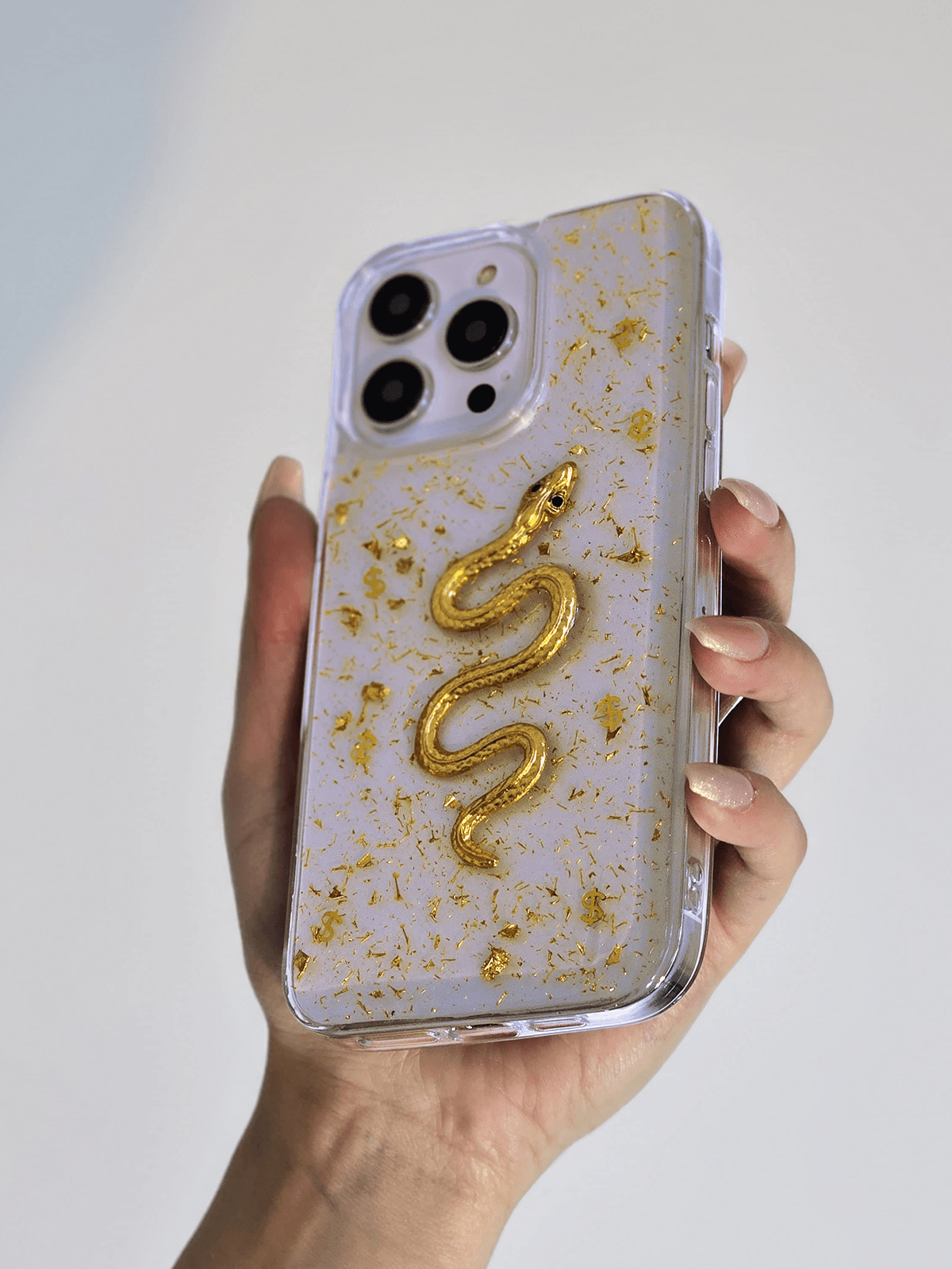 Çift Katman 3d Yılan Desenli Şeffaf Ve Darbe Emici Yapılı Telefon Kılıfı