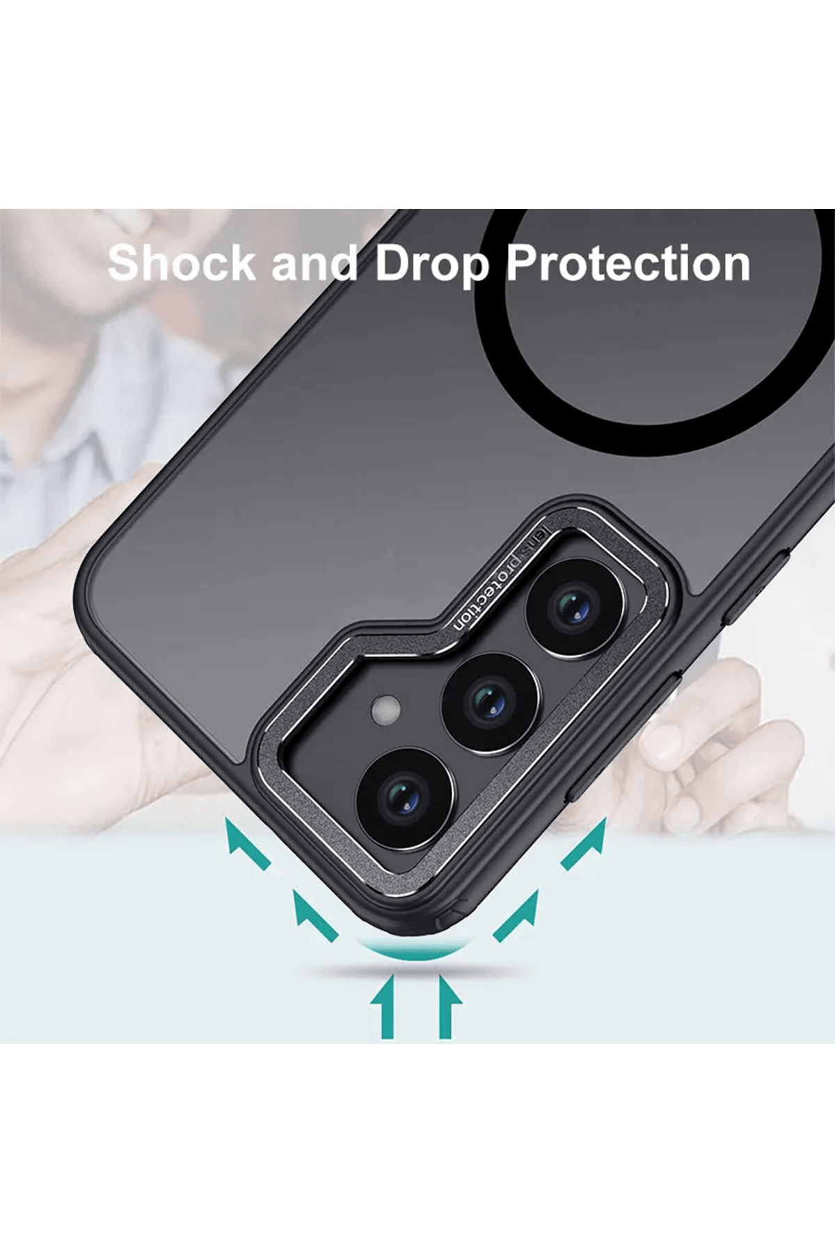 Samsung S24 Kılıf Premium Magsafe Şarj Destekli Metal Kamera Çerçeve Korumalı Buzlu Dokulu - Siyah