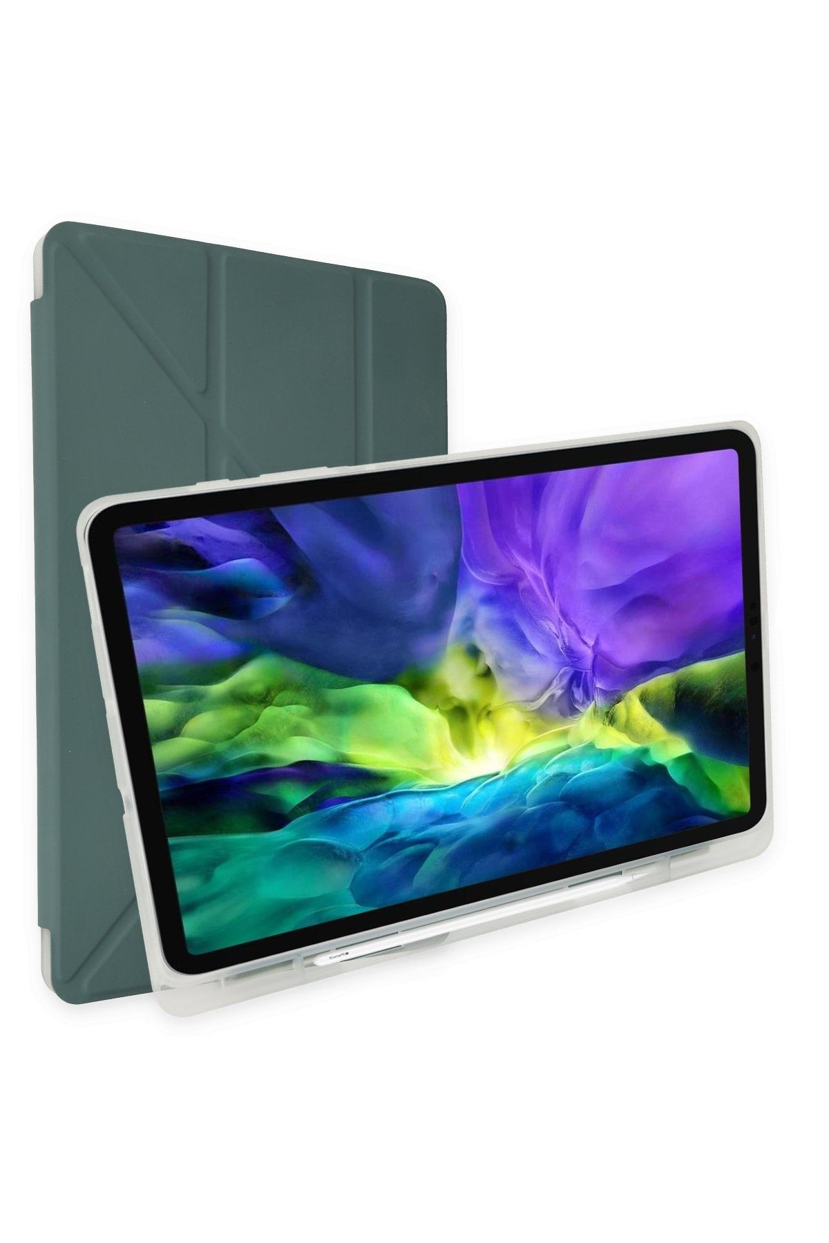 Apple Ipad Kılıf Kalemlikli Koruyucu Tablet Kılıfı - Koyu Yeşil