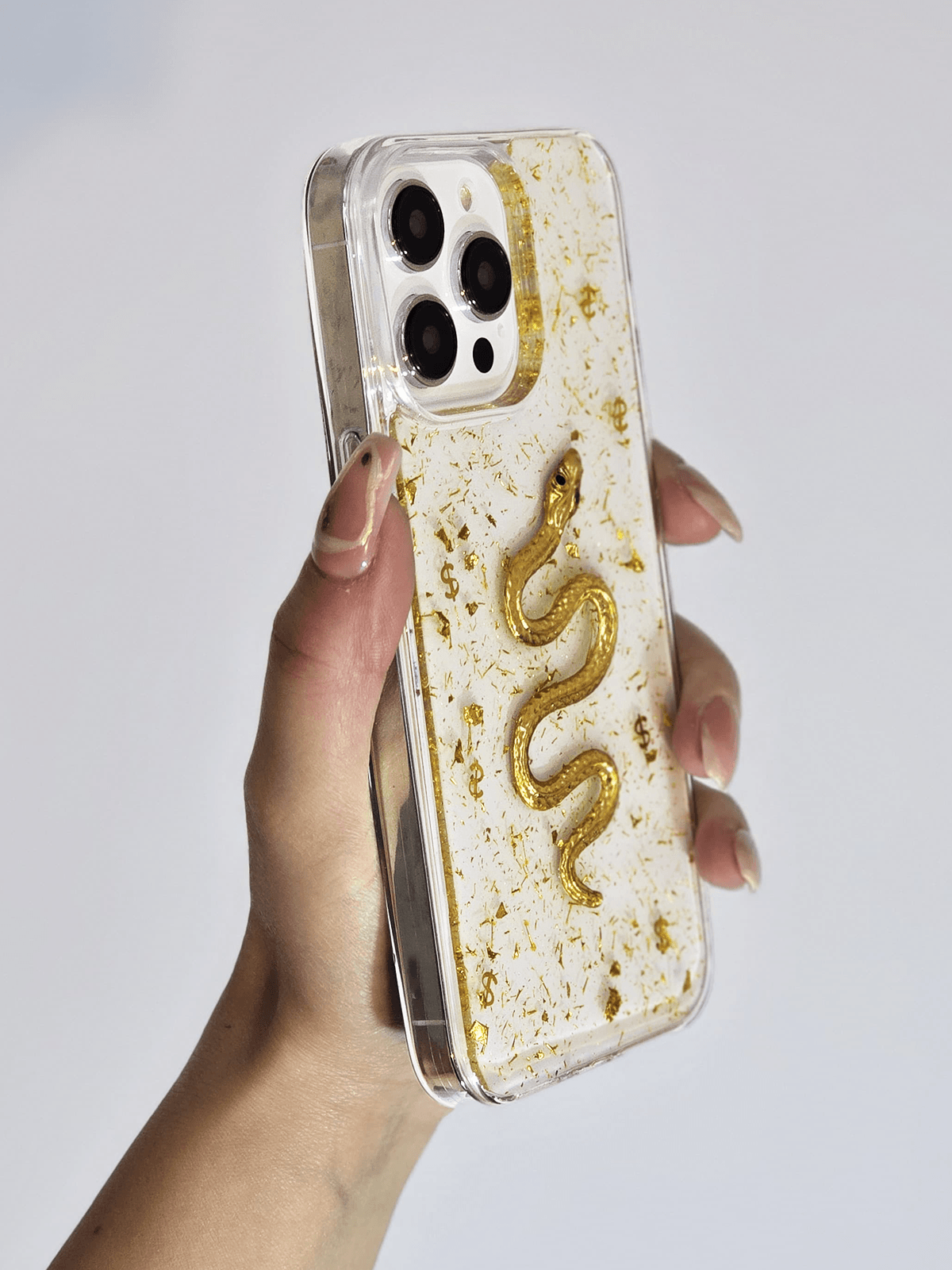 Çift Katman 3d Yılan Desenli Şeffaf Ve Darbe Emici Yapılı Telefon Kılıfı