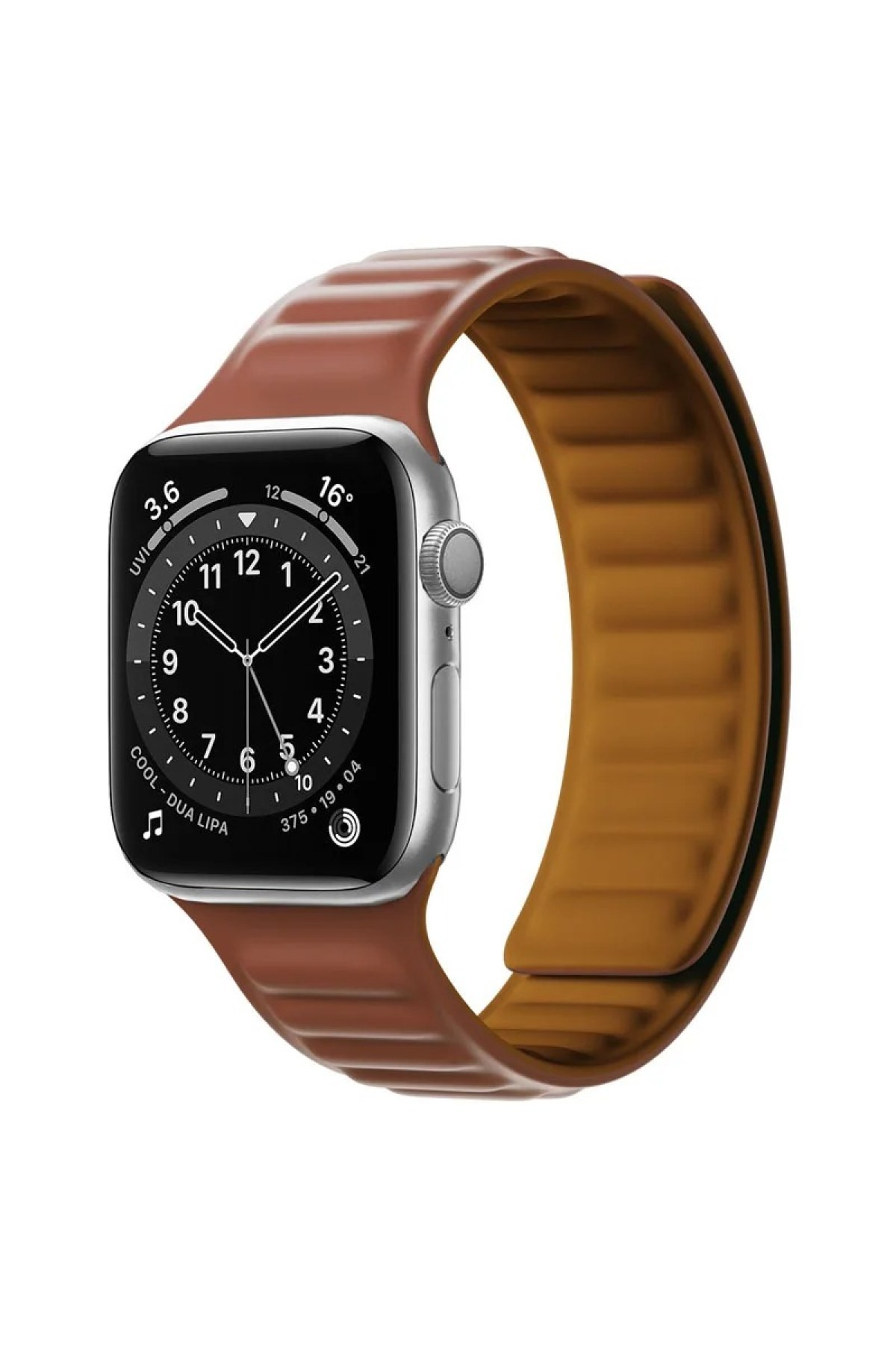 Apple Watch Tüm Modeller Uyumlu Mıknatıslı Kabartmalı Premium Kordon - Taba