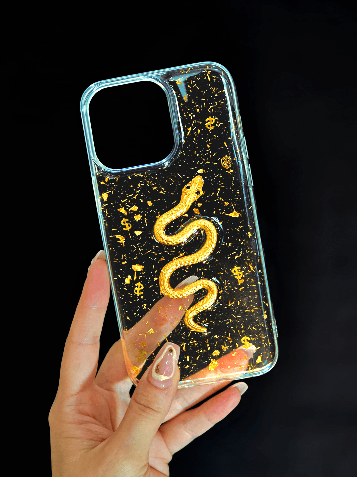 Çift Katman 3d Yılan Desenli Şeffaf Ve Darbe Emici Yapılı Telefon Kılıfı